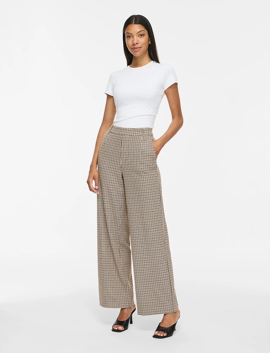 Vila - VIVARONE PATTERN HW WIDE PANT - NOOS - vida byxor - birch - 4