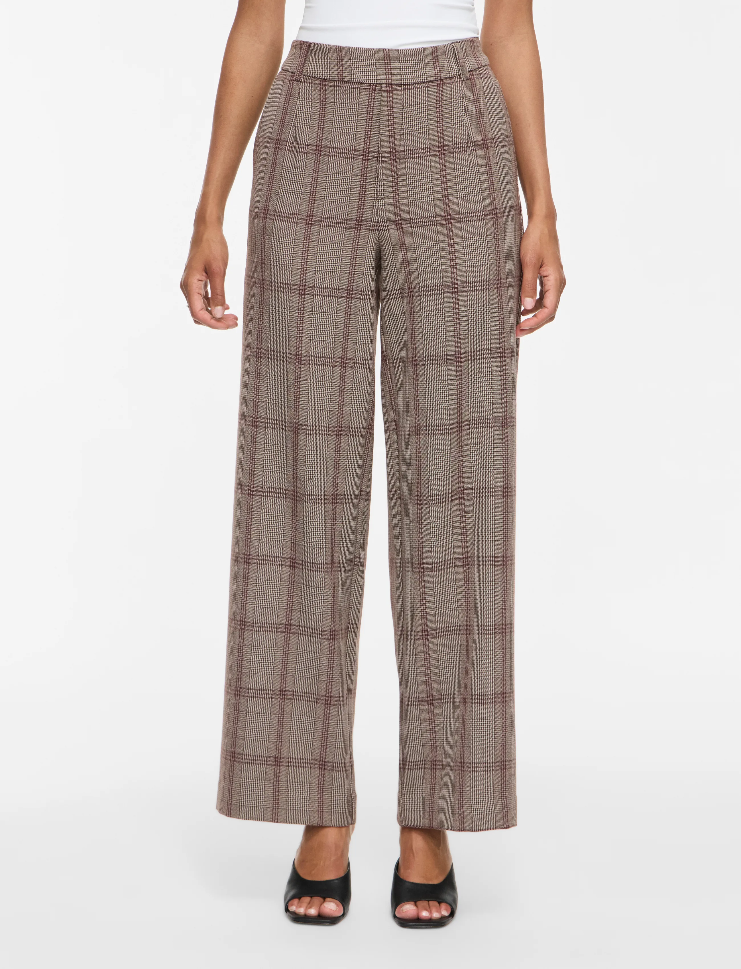 Vila VIVARONE PATTERN HW WIDE PANT - NOOS - Bukser med brede ben - PORT ROYALE / beige