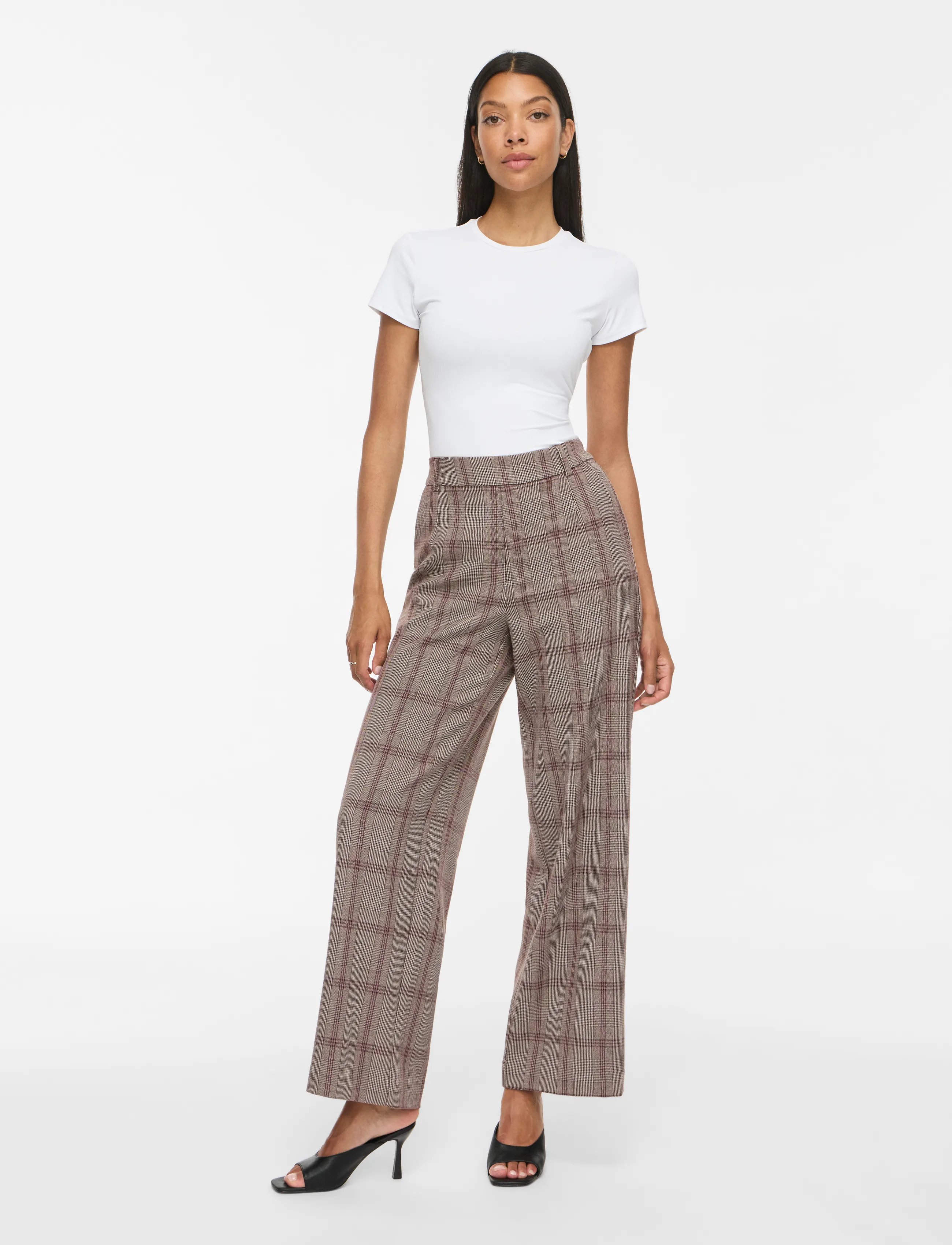 Vila - VIVARONE PATTERN HW WIDE PANT - NOOS - bukser med brede ben - port royale - 4