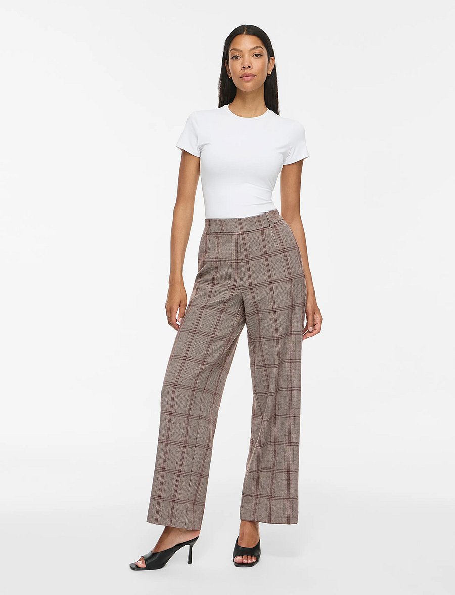 Vila - VIVARONE PATTERN HW WIDE PANT - NOOS - bukser med brede ben - port royale - 4