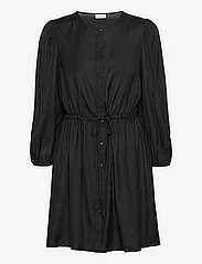 Vila - VIPRICIL O-NECK 7/8 DRESS- NOOS - skjortklänningar - black - 0