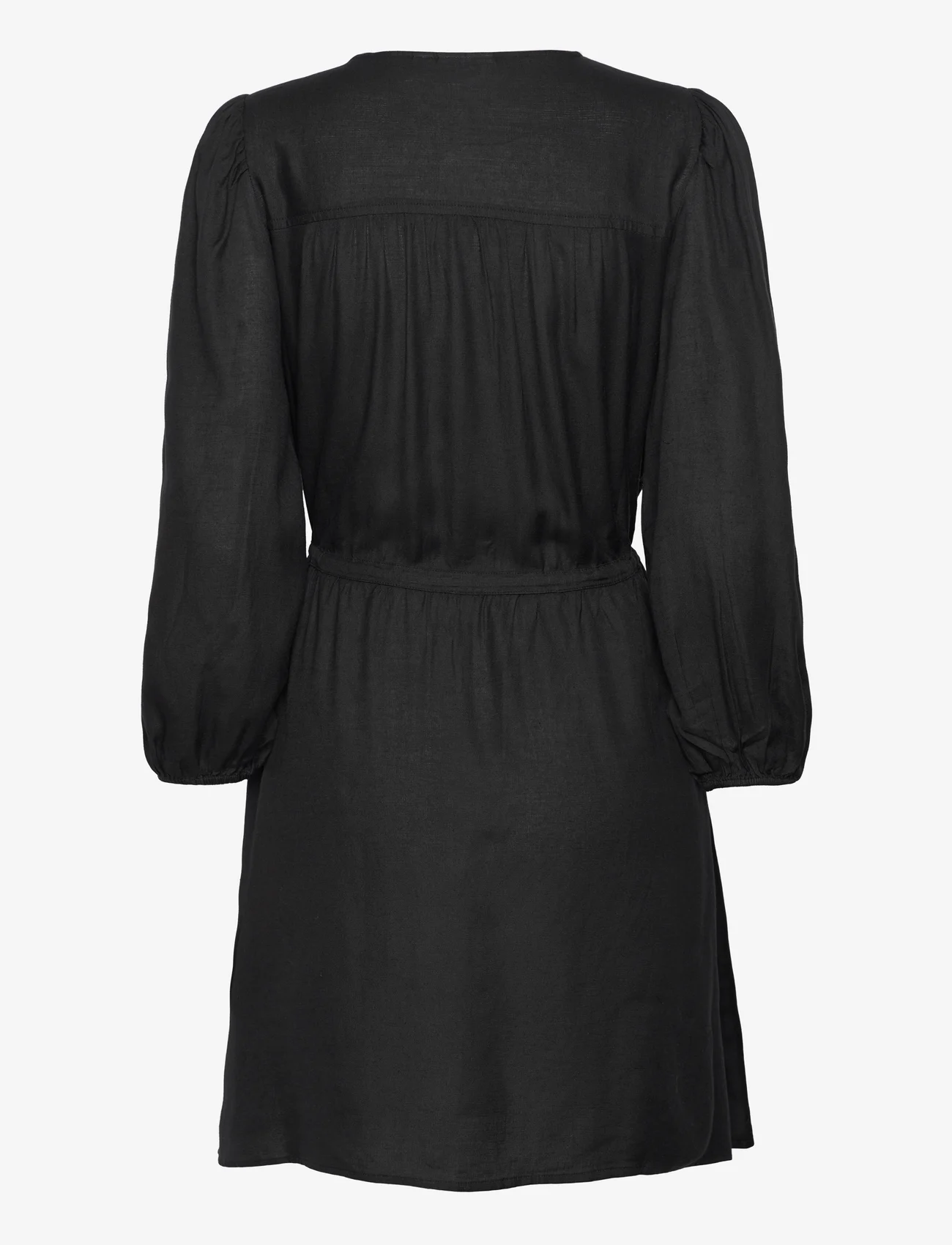 Vila - VIPRICIL O-NECK 7/8 DRESS- NOOS - skjortklänningar - black - 1
