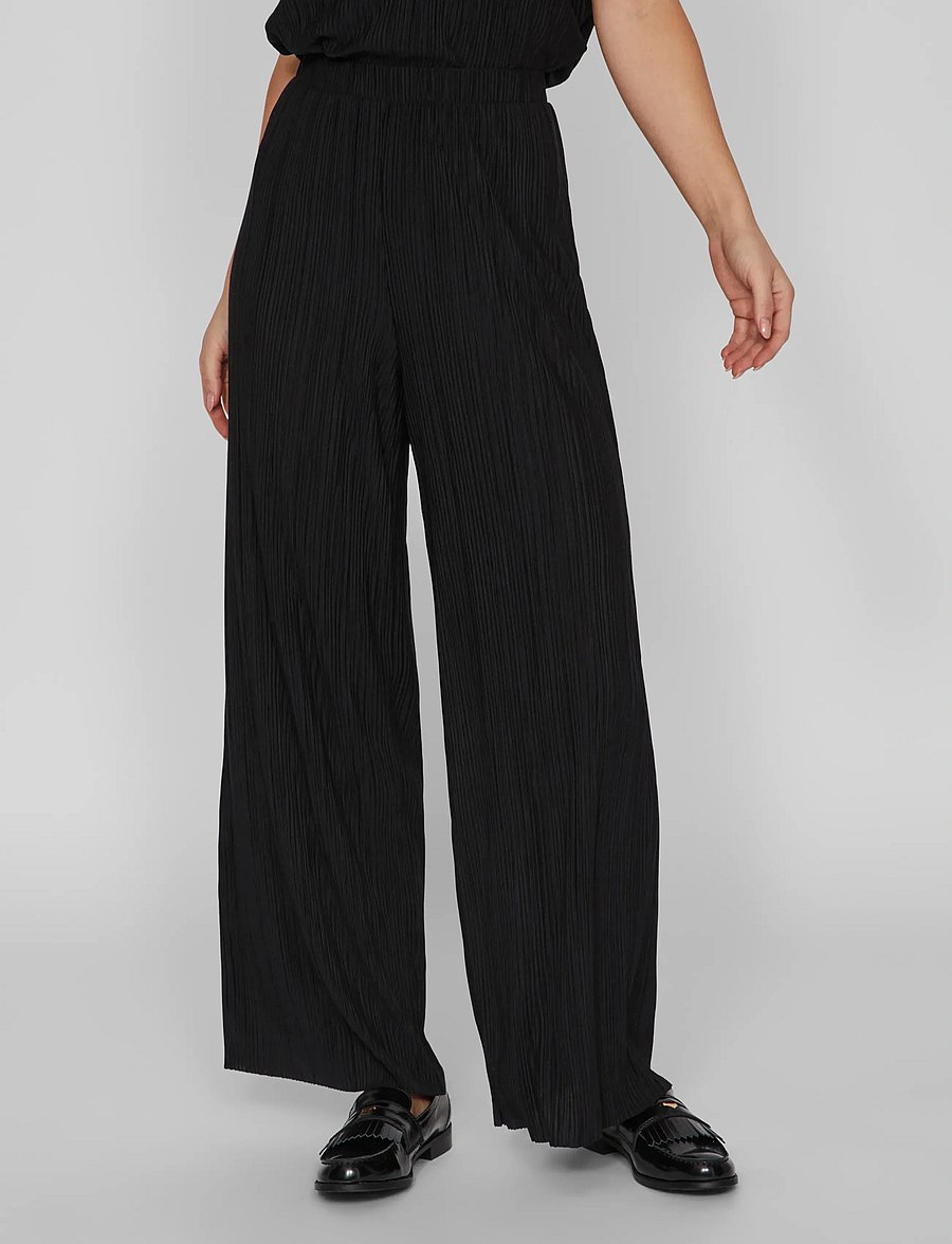 Vila - VIPLISA HW LOOSE PANTS - NOOS - laia säärega püksid - black beauty - 0