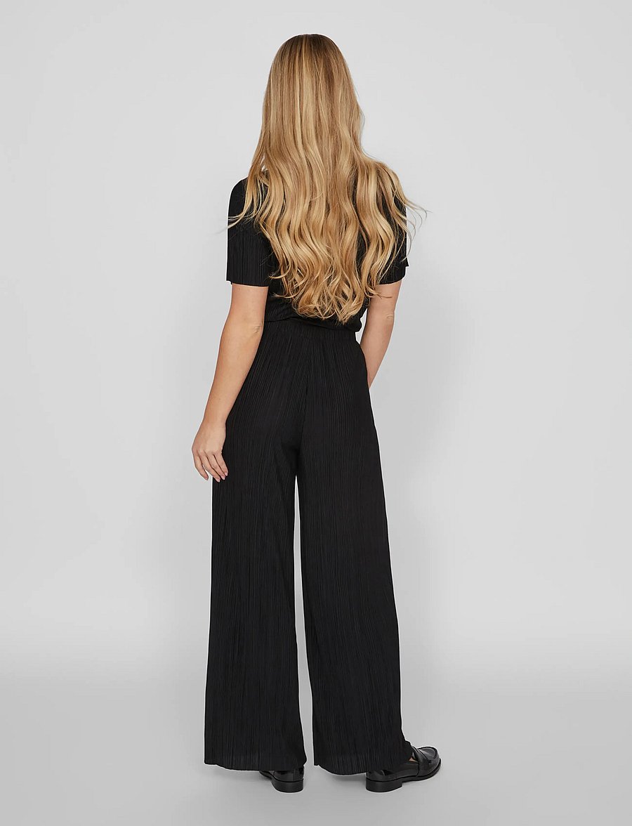 Vila - VIPLISA HW LOOSE PANTS - NOOS - laia säärega püksid - black beauty - 3