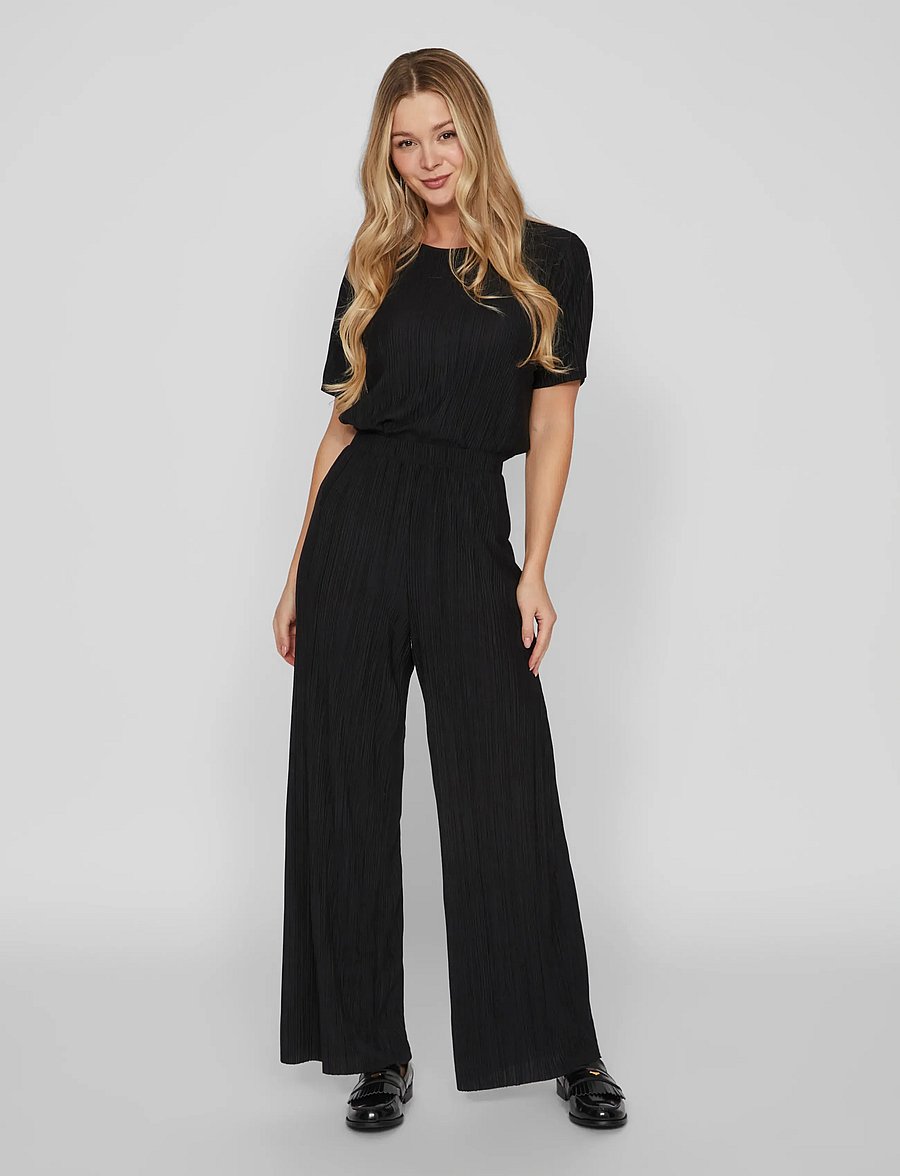 Vila - VIPLISA HW LOOSE PANTS - NOOS - laia säärega püksid - black beauty - 4