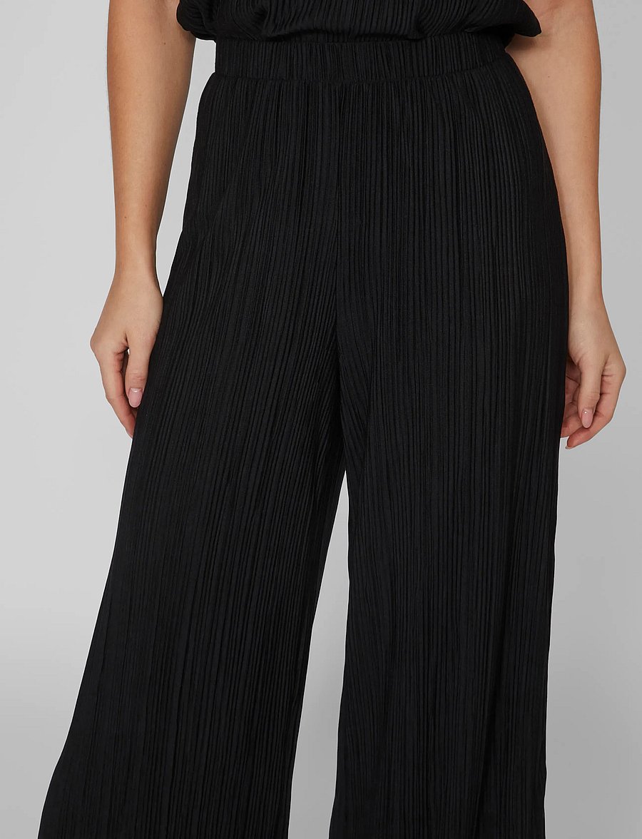 Vila - VIPLISA HW LOOSE PANTS - NOOS - laia säärega püksid - black beauty - 5