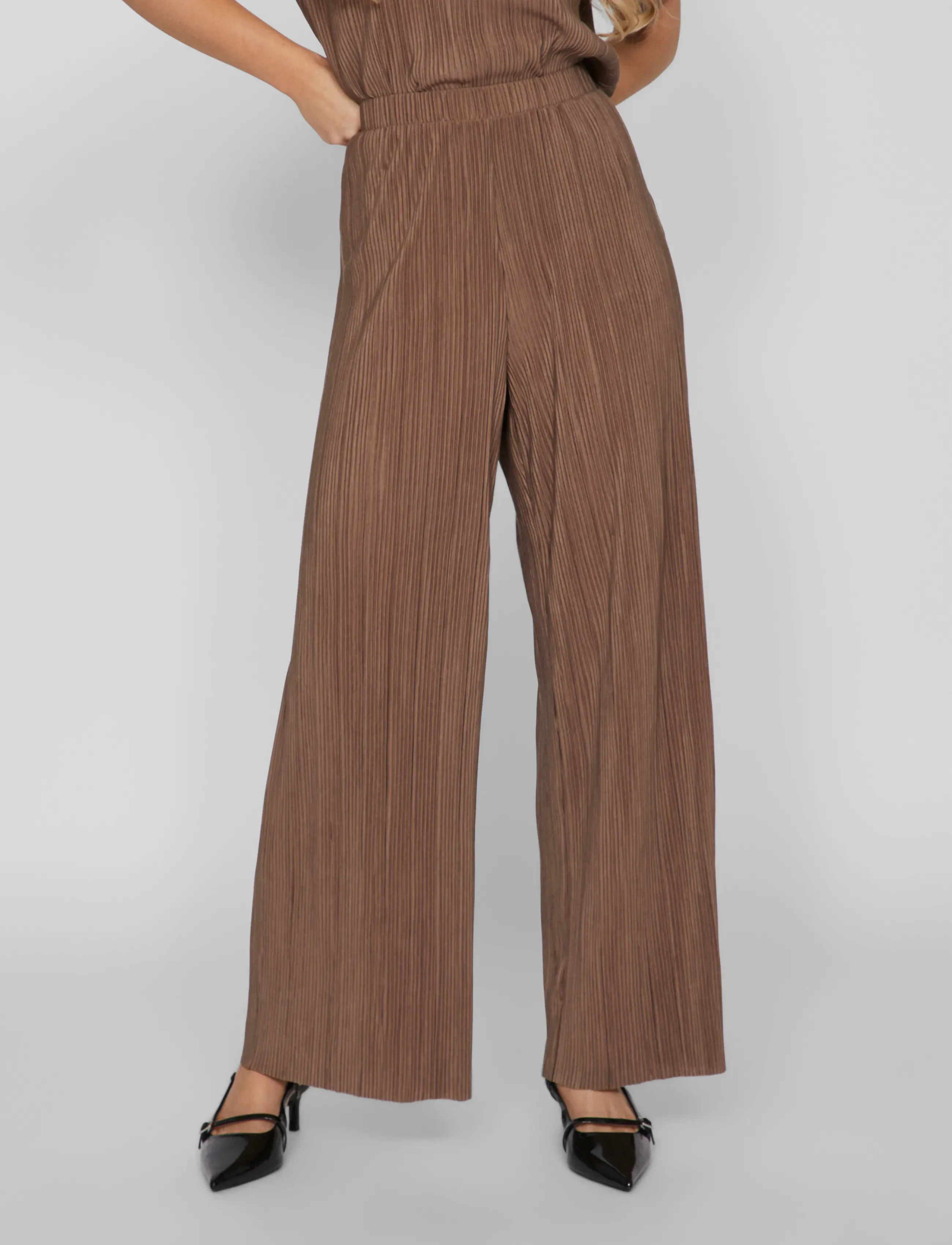 Vila Viplisa Hw Loose Pants Noos, L, Trousers, Braun - Wide Leg, Frauen