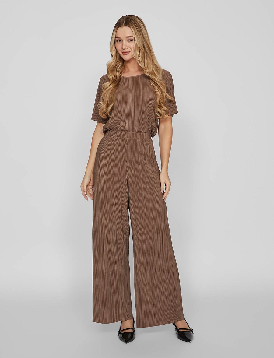 Vila - VIPLISA HW LOOSE PANTS - NOOS - laia säärega püksid - fossil - 4