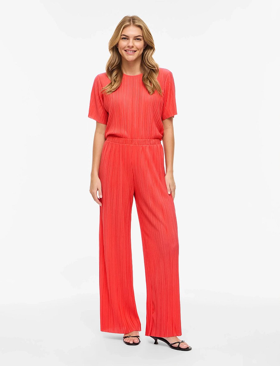 Vila - VIPLISA HW LOOSE PANTS - NOOS - bukser med brede ben - hibiscus - 4