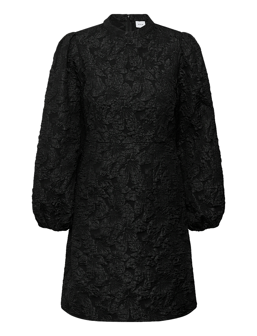 Vila - VIWILLOW L/S SHORT DRESS/DC/2 - cocktailkjoler - black beauty - 0