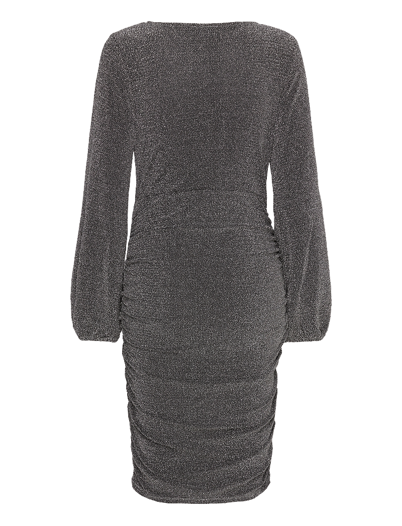 Vila - VICARO L/S V-NECK MIDI DRESS/DC/1 - festklänningar - silver - 1