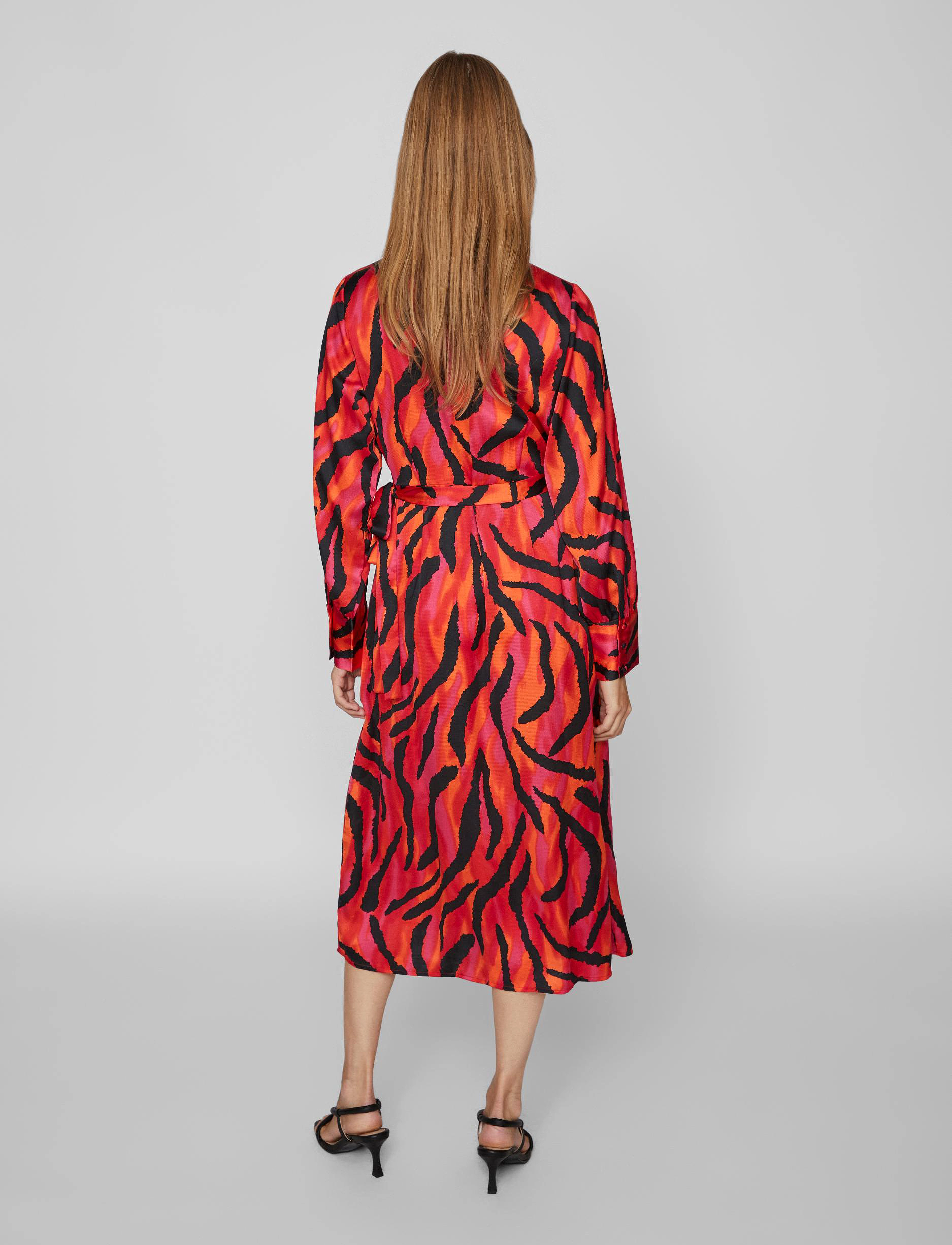 Vila - VINARIA L/S WRAP MIDI DRESS/DC/SU - midi-kleider - love potion - 3