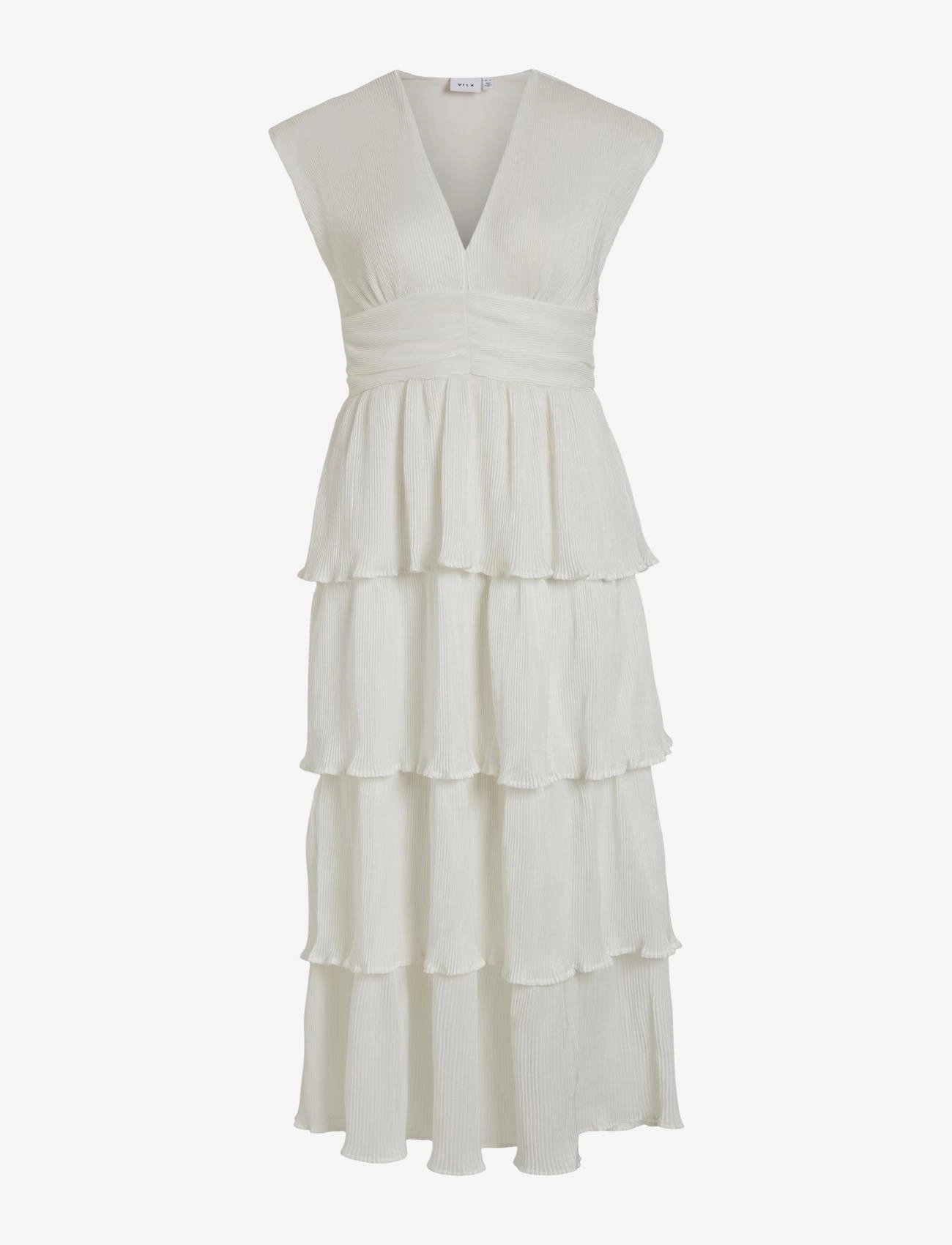 Vila VILILLIAN V-NECK PLISSE ANKLE DRESS/DC - Midikleidid - CLOUD DANCER / white