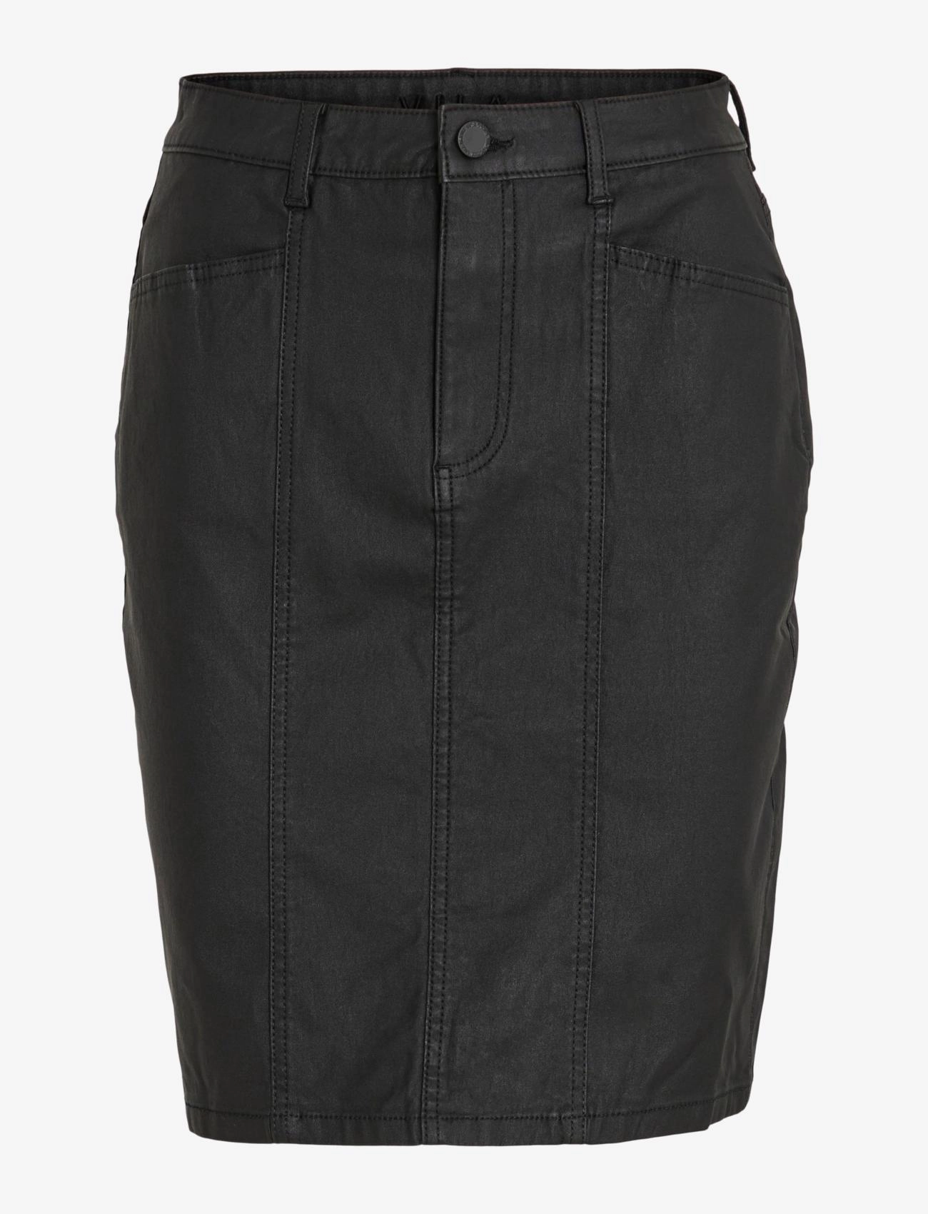 Vila VICOMMIT COATED HW SKIRT/BF - Nederdele - BLACK / black