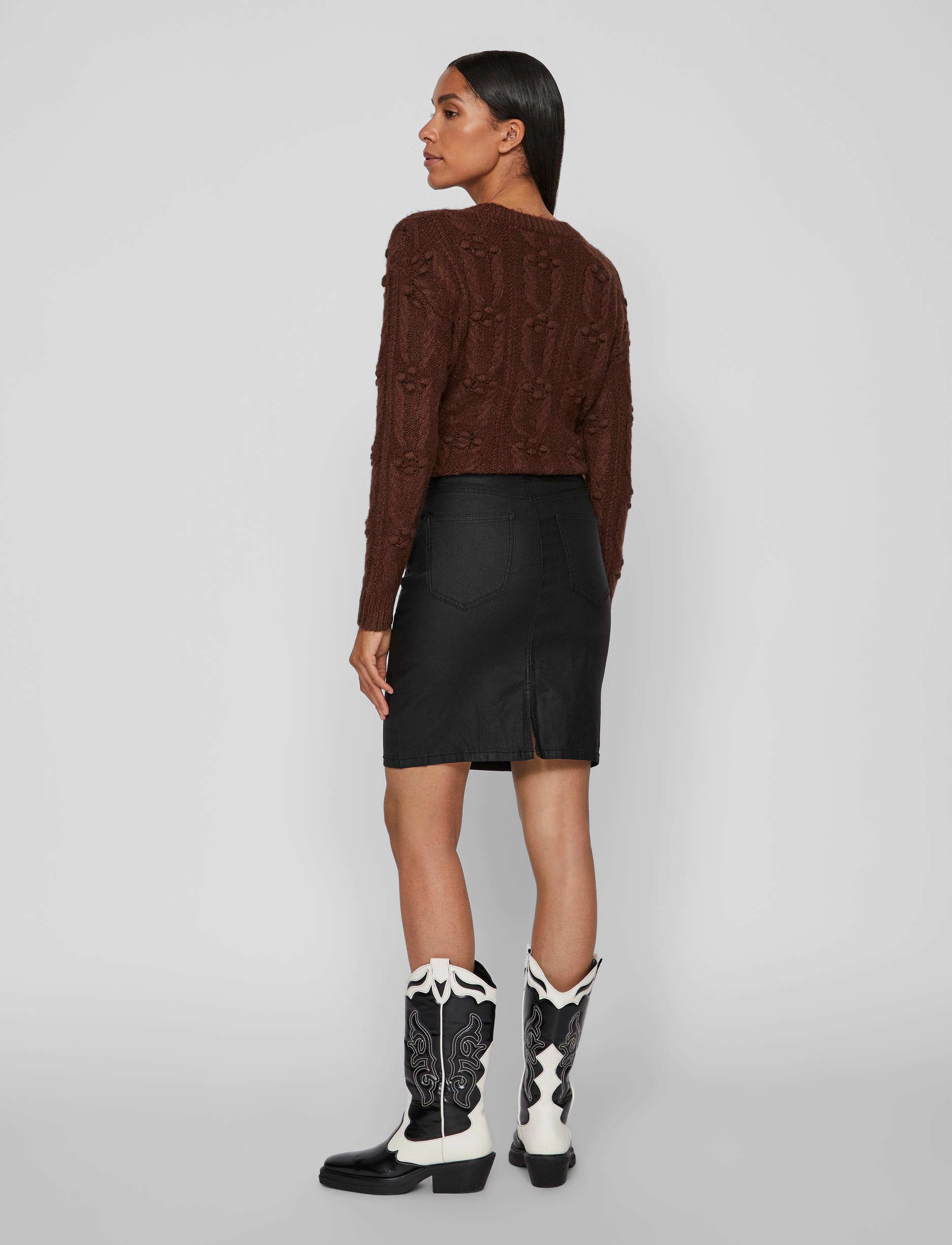 Vila - VICOMMIT COATED HW SKIRT/BF - laveste priser - black - 3
