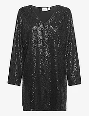 Vila - VIGLITAS DEEP V-NECK L/S SEQUIN DRESS - vakarėlių drabužiai išparduotuvių kainomis - black - 0
