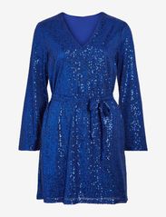 Vila - VIGLITAS DEEP V-NECK L/S SEQUIN DRESS - festkläder till outletpriser - lapis blue - 0