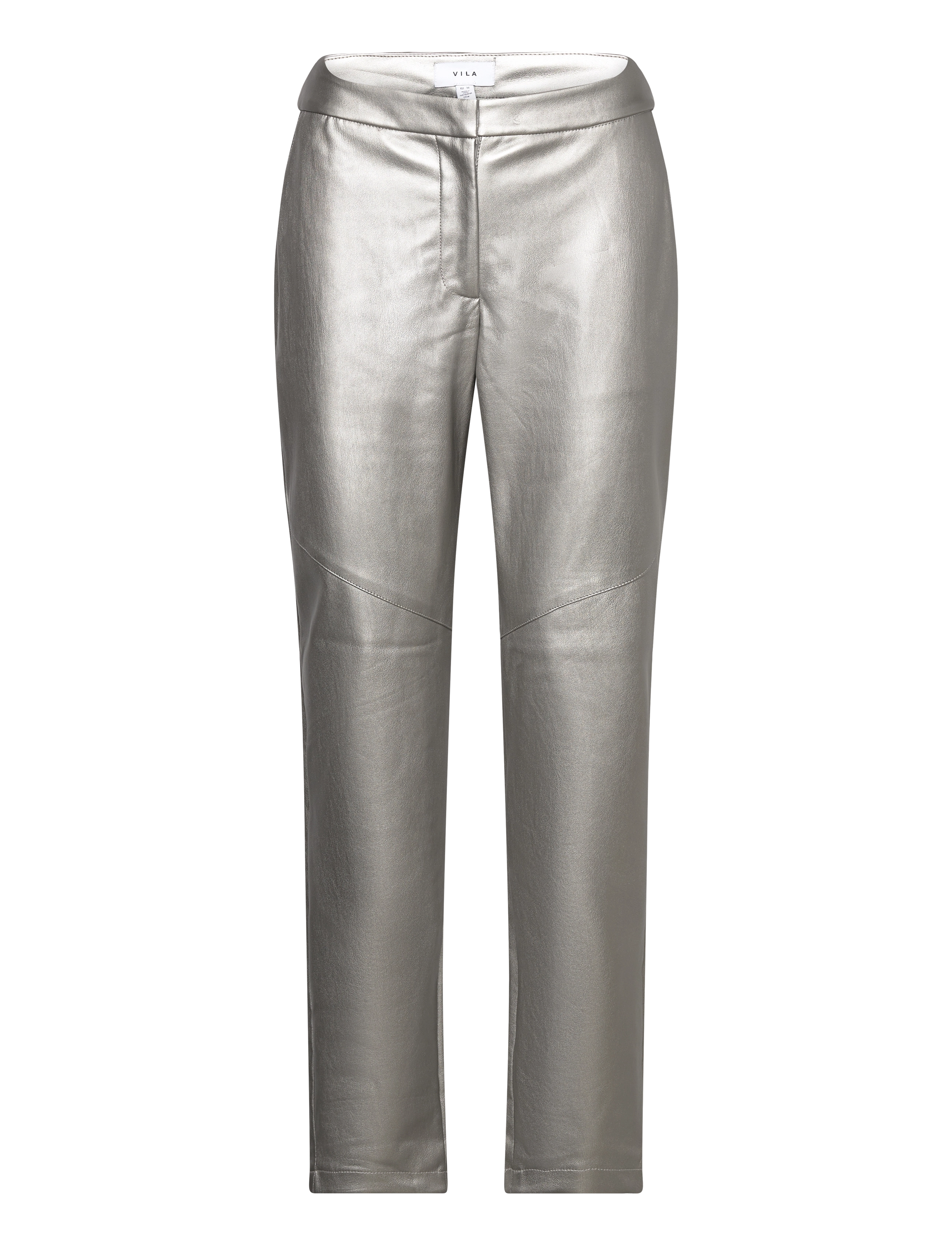Vila VIPEN RW COATED PU PANT - Püksid - SILVER / silver