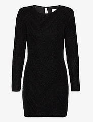 Vila - VIZOE L/S O-NECK MINI DRESS/DC - vakarėlių drabužiai išparduotuvių kainomis - black - 0