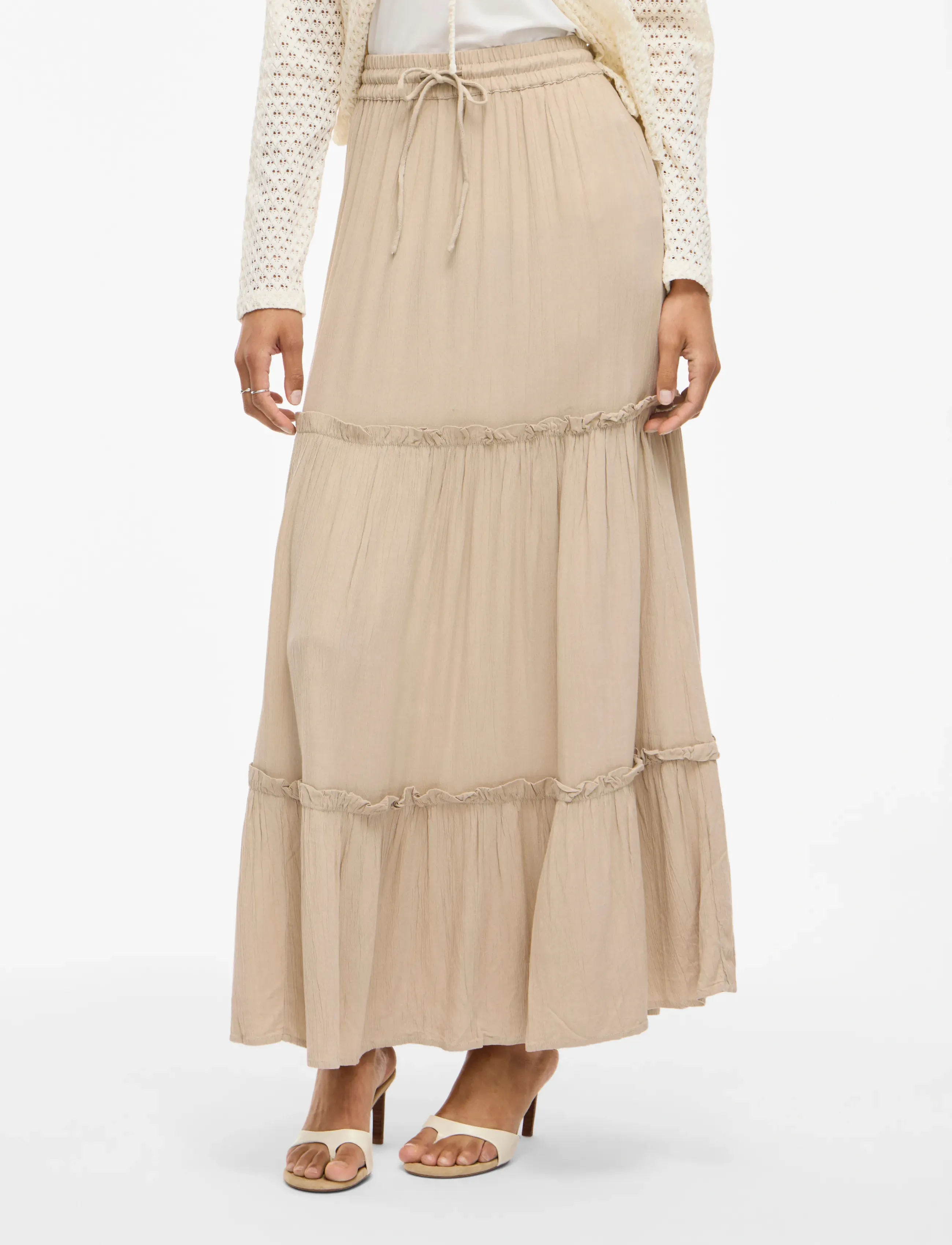 Vila VIMESA HW MAXI SKIRT - NOOS - Hameet - FEATHER GRAY / beige