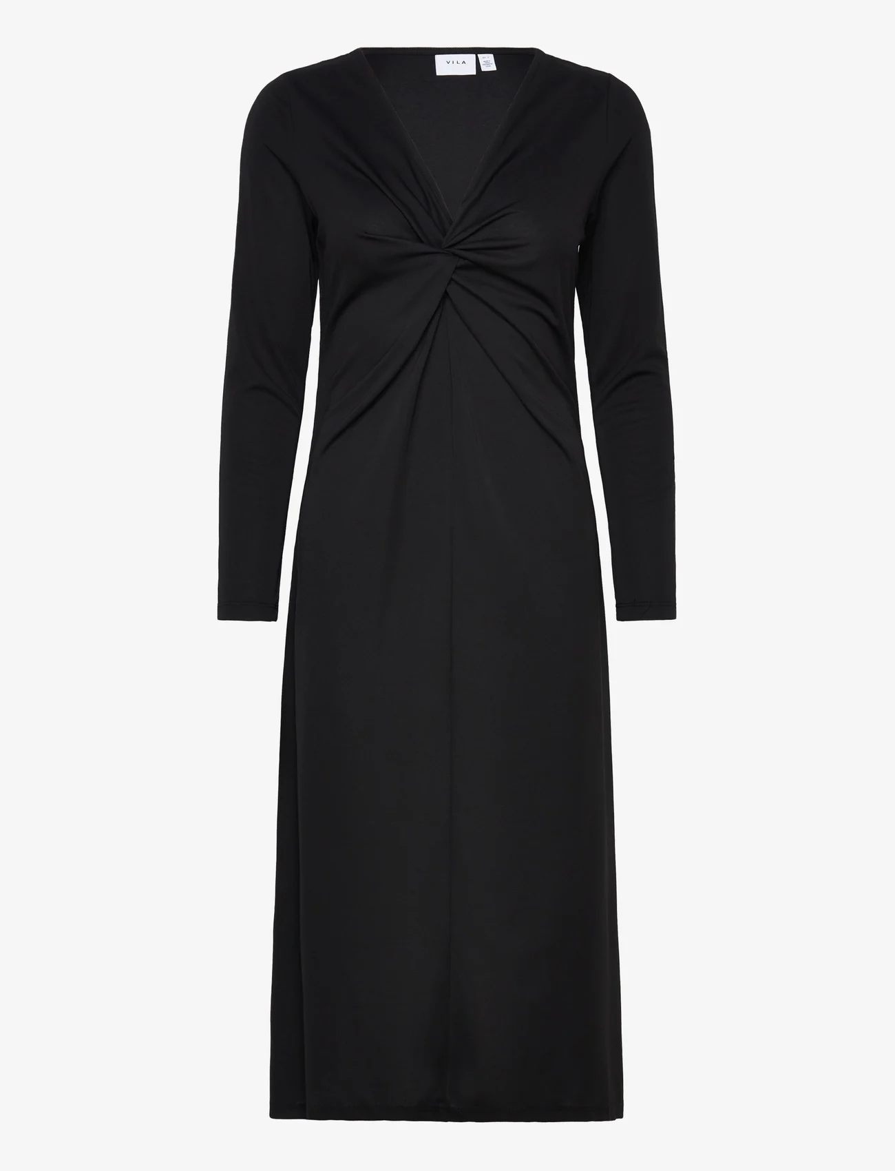 Vila - VINAYO KNOT L/S MID CALF DRESS - lowest prices - black - 0