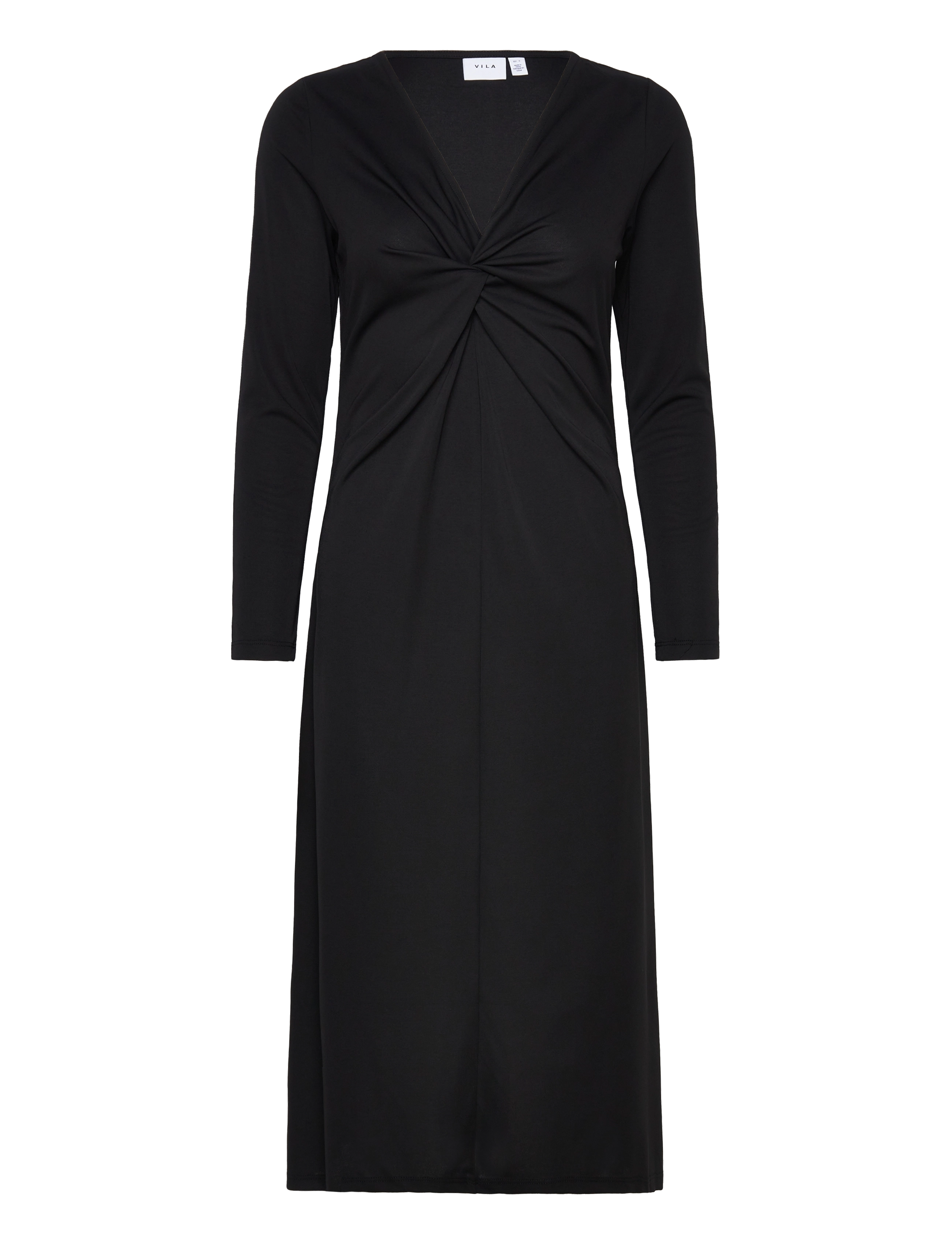 Vila VINAYO KNOT L/S MID CALF DRESS - Midi kjoler - BLACK / black