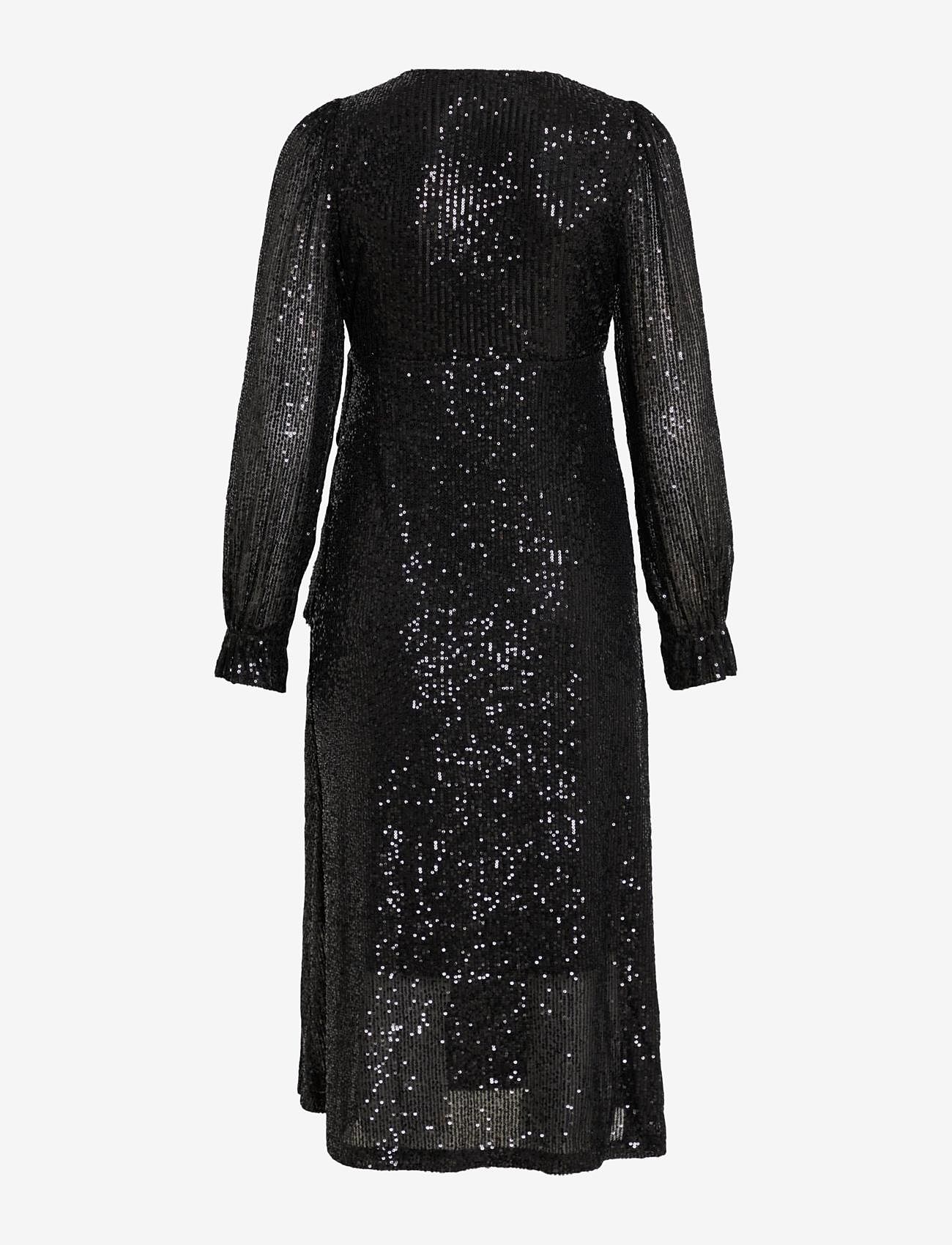 Vila - VIMAIA LS SEQUIN MIDI WRAP DRESS/DC - pailletkjoler - black - 2