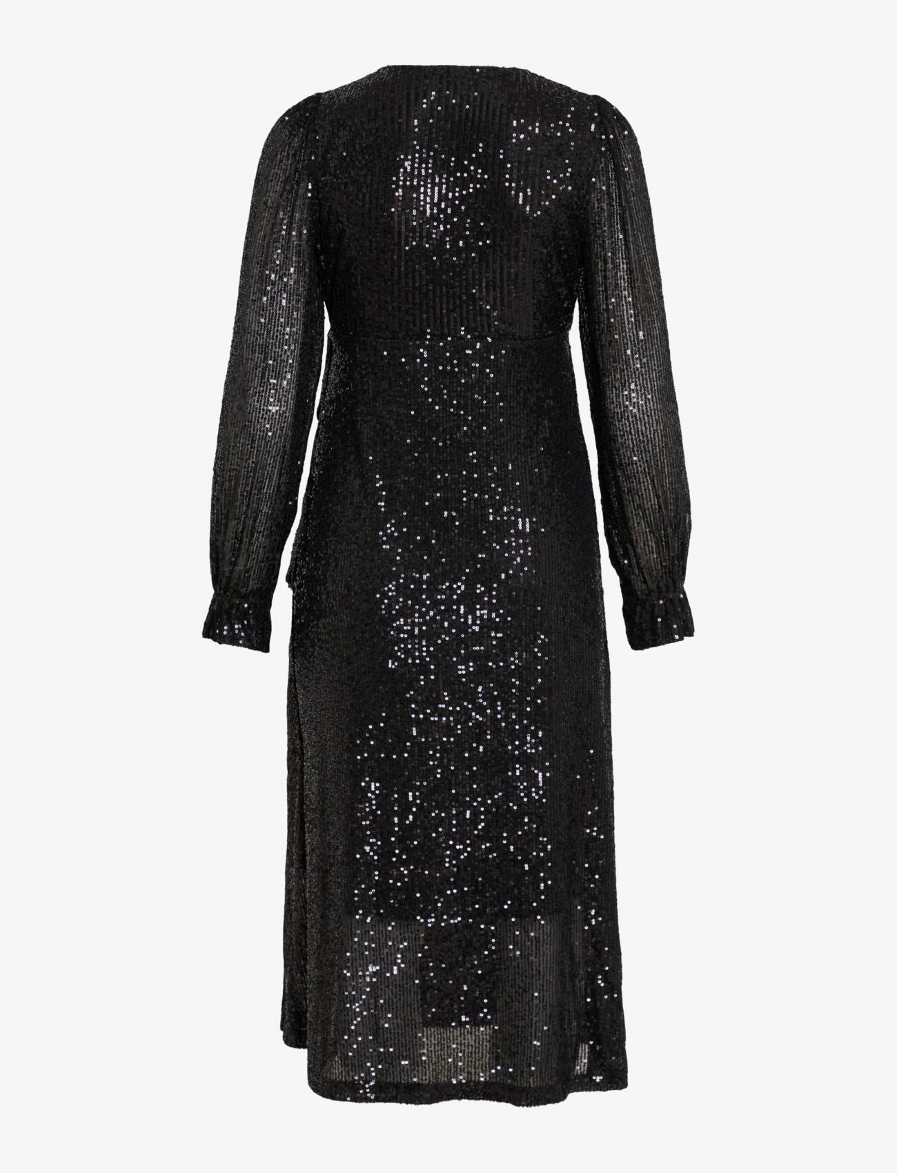 Vila - VIMAIA LS SEQUIN MIDI WRAP DRESS/DC - pailletkjoler - black - 2