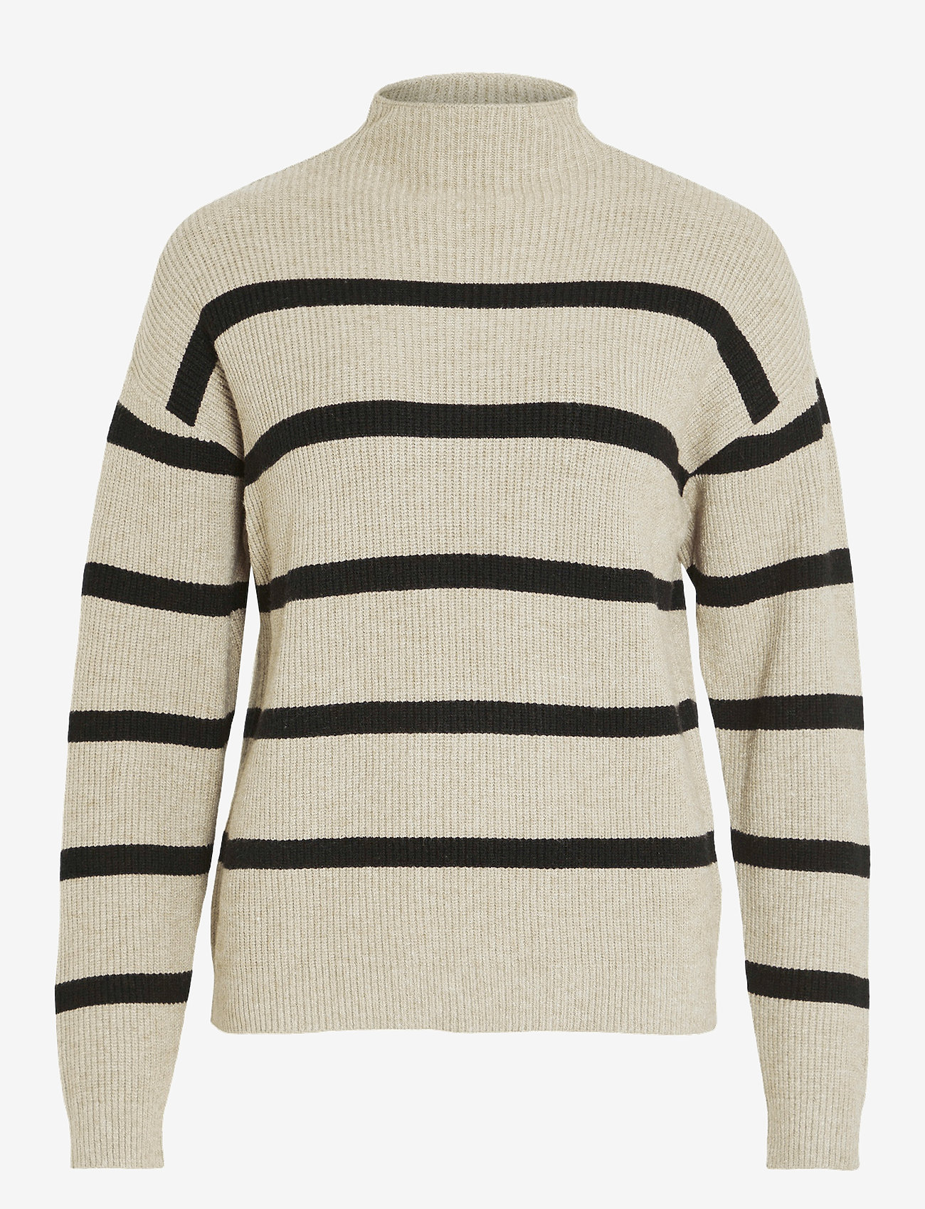 Vila - VIRIL MOCKNECK L/S  KNIT RIB TOP 2- NOOS - polotröjor - natural melange - 0