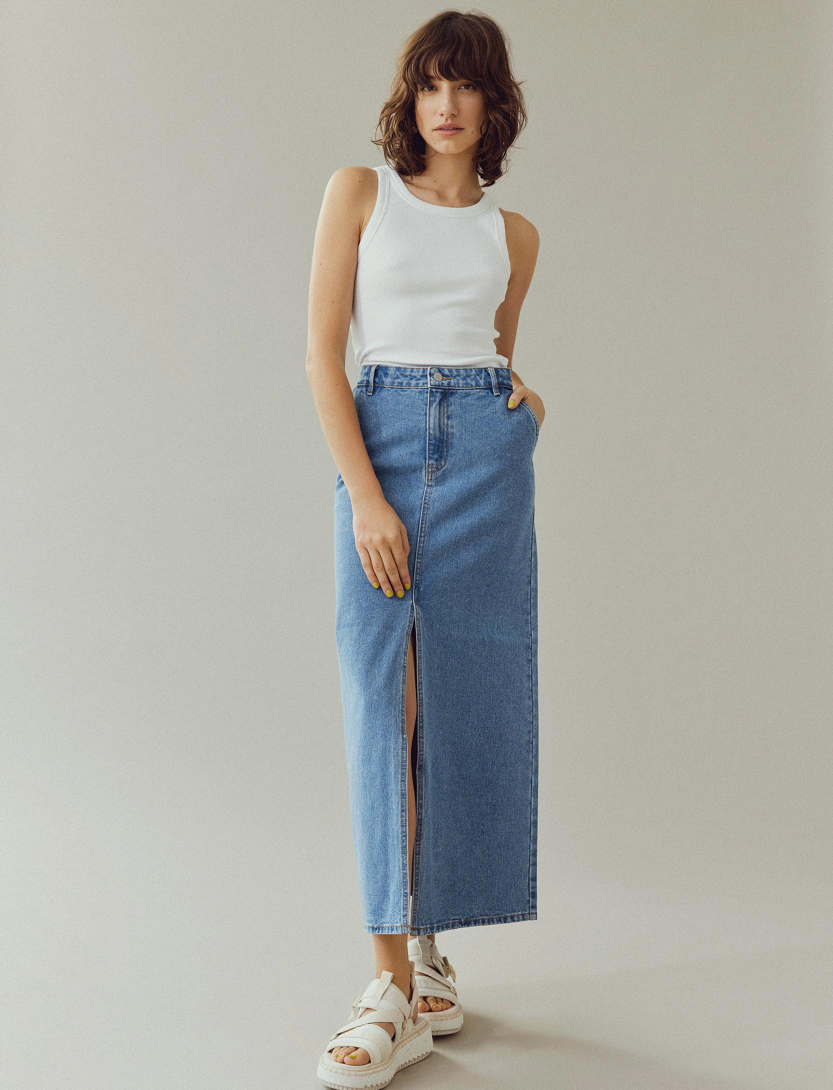 Vila - VIKIRA LONG DENIM SKIRT - ilgi sijonai - light blue denim - 2