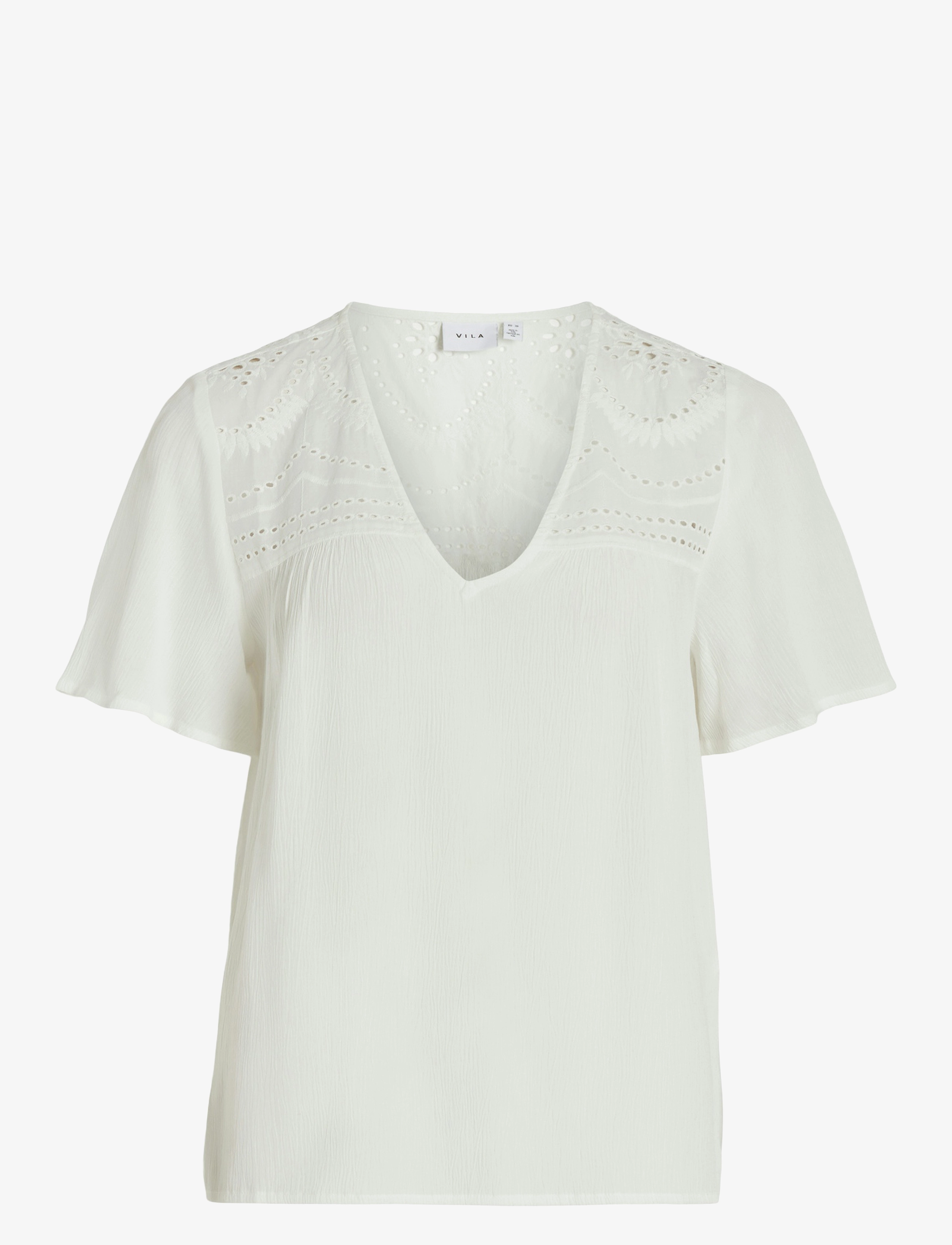 Vila - VIMESA LACE S/S TOP - NOOS - egret - 1