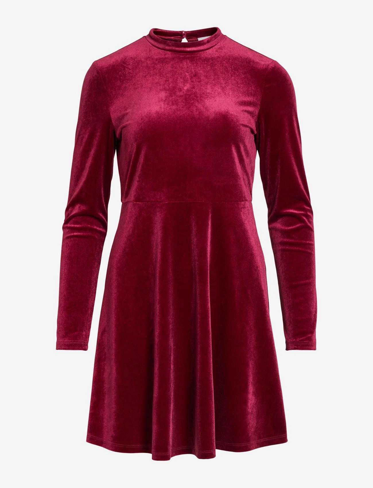 Vila VIOELLE HIGH NECK L/S DRESS/1N - Kleider - BEET RED / red