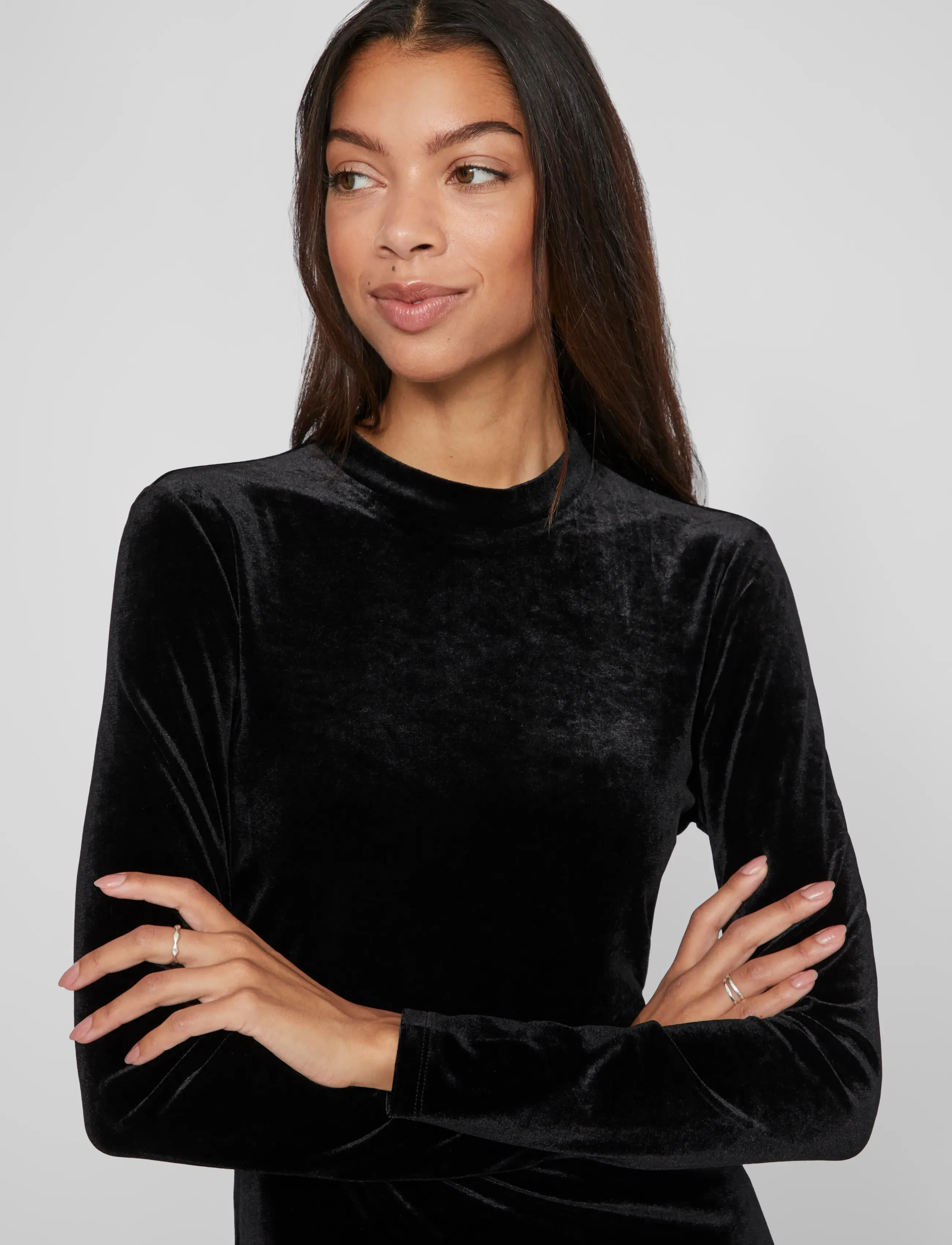 Vila - VIOELLE HIGH NECK L/S DRESS/1N - lägsta priserna - black - 5