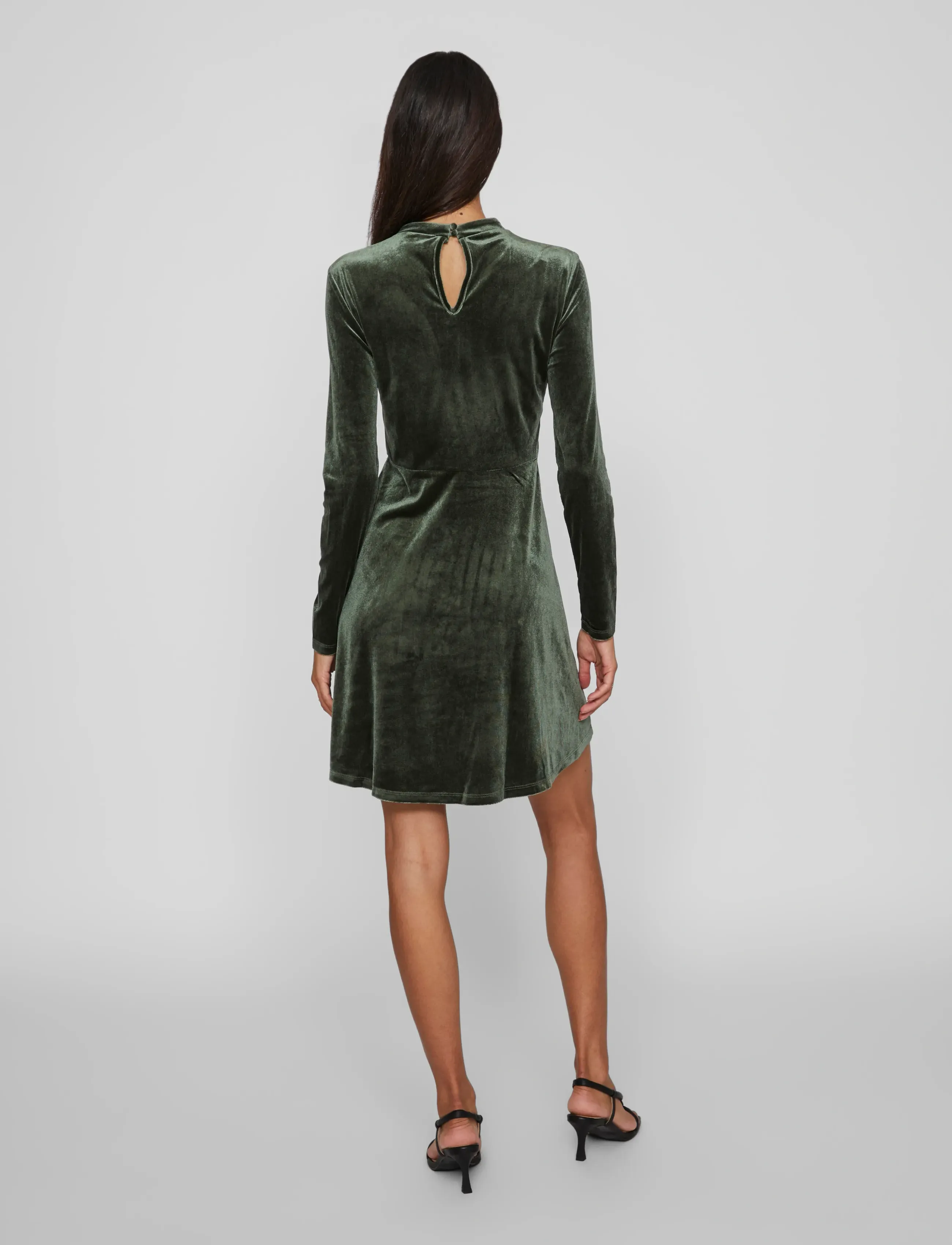Vila - VIOELLE HIGH NECK L/S DRESS/1N - laveste priser - darkest spruce - 3