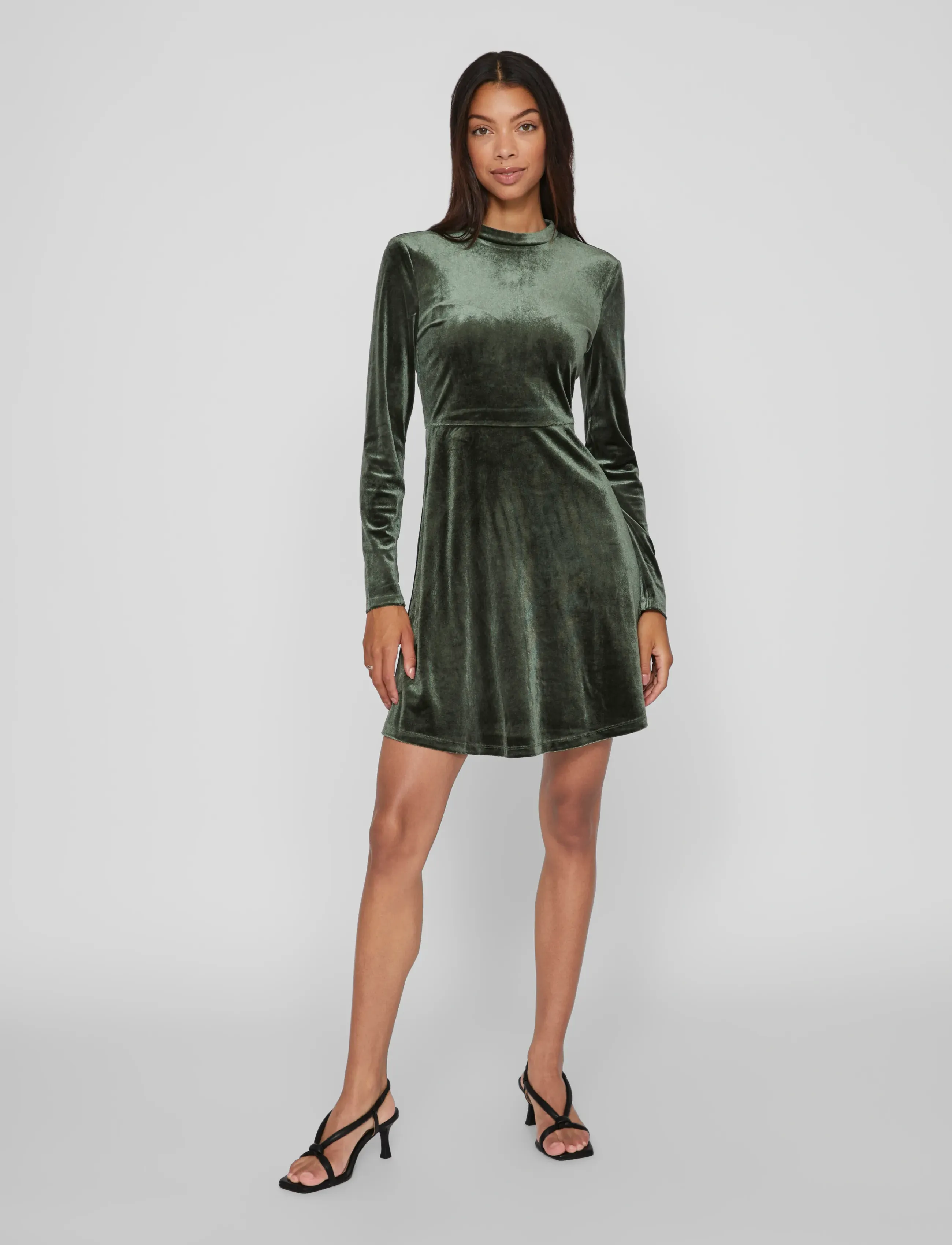 Vila - VIOELLE HIGH NECK L/S DRESS/1N - laveste priser - darkest spruce - 4