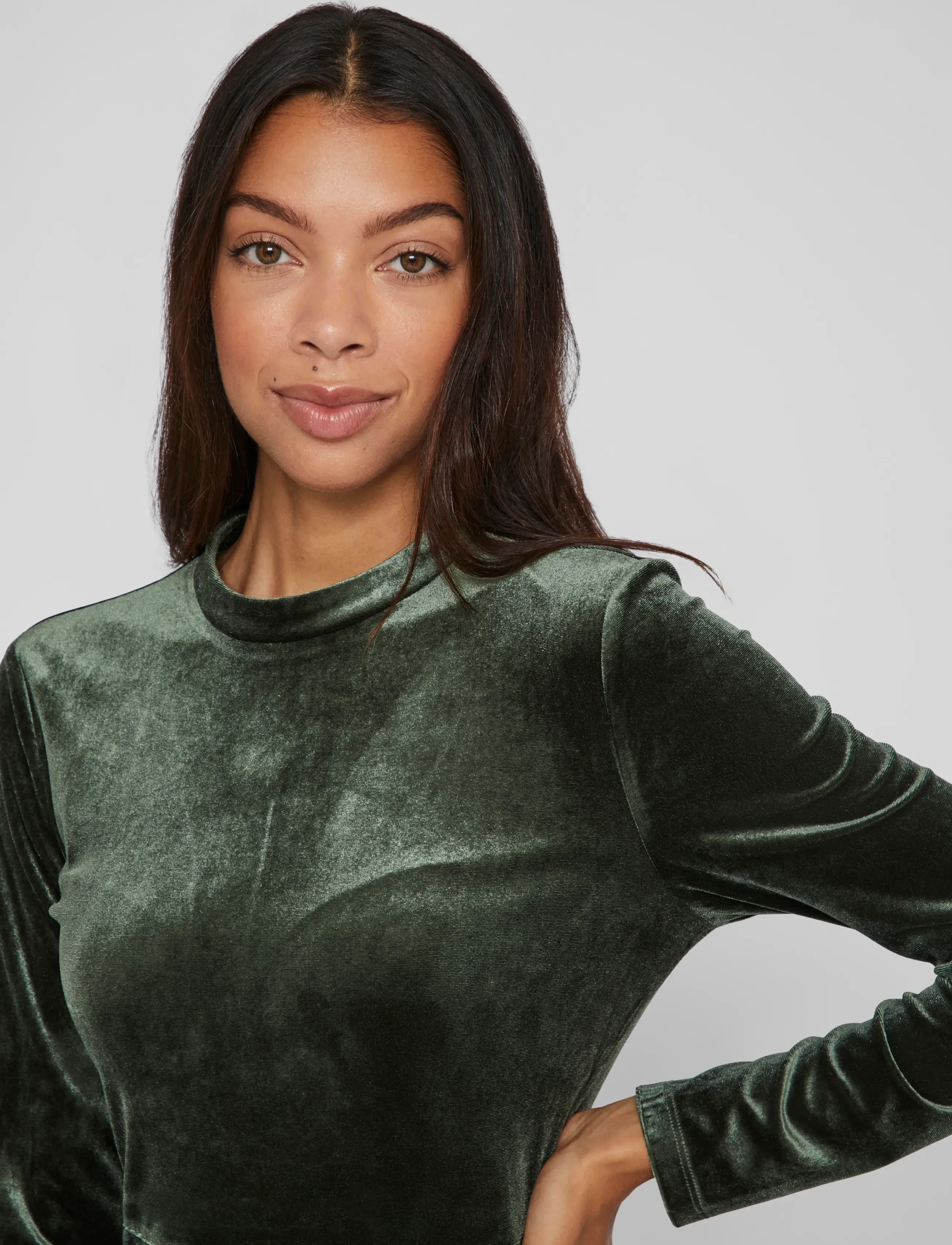 Vila - VIOELLE HIGH NECK L/S DRESS/1N - laveste priser - darkest spruce - 5