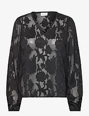 Vila - VISIRID L/S V-NECK TOP / B - long-sleeved blouses - black - 0