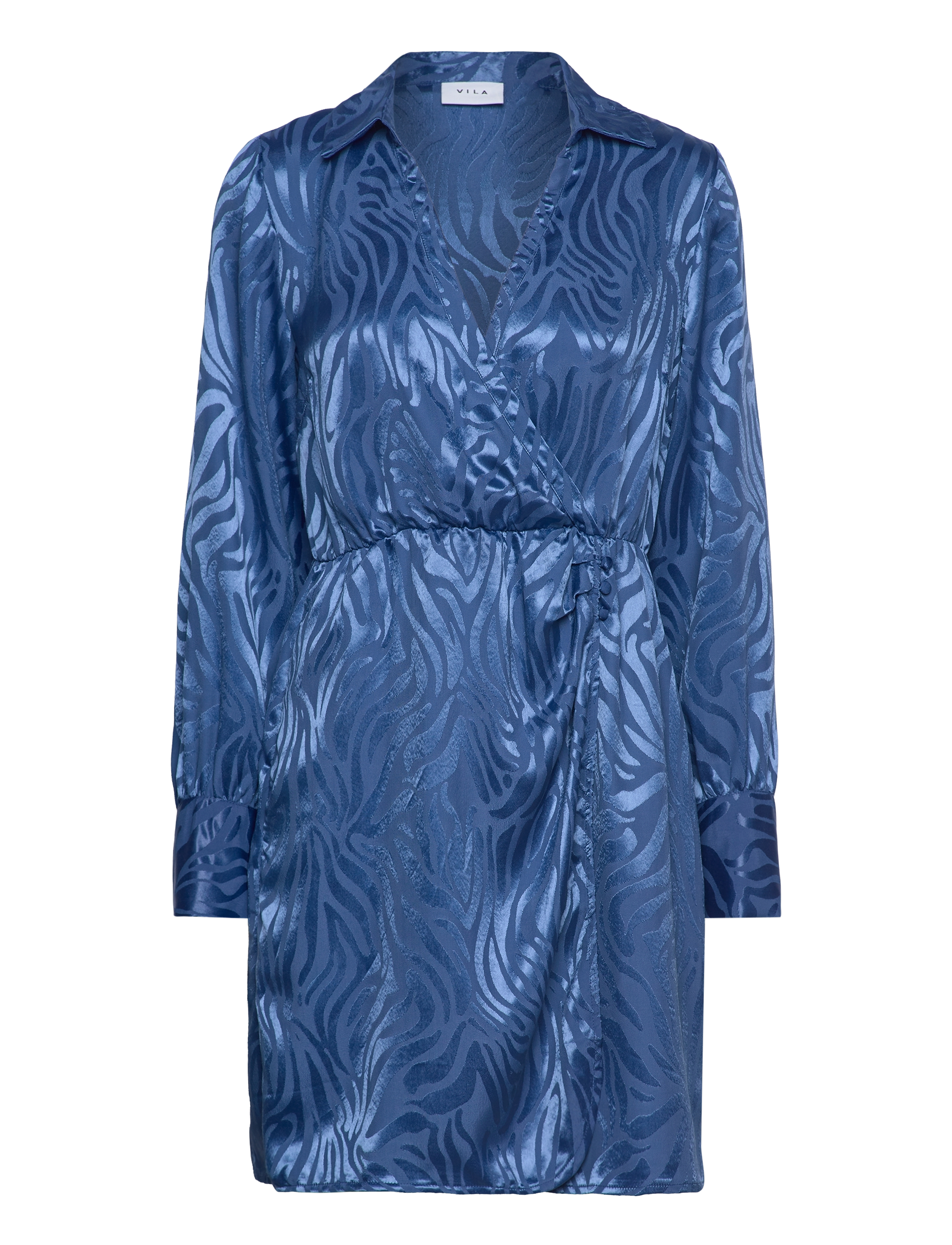 VILA Visatabu L/S Shirt Wrap Kleid / B Blau - 36 - Damen