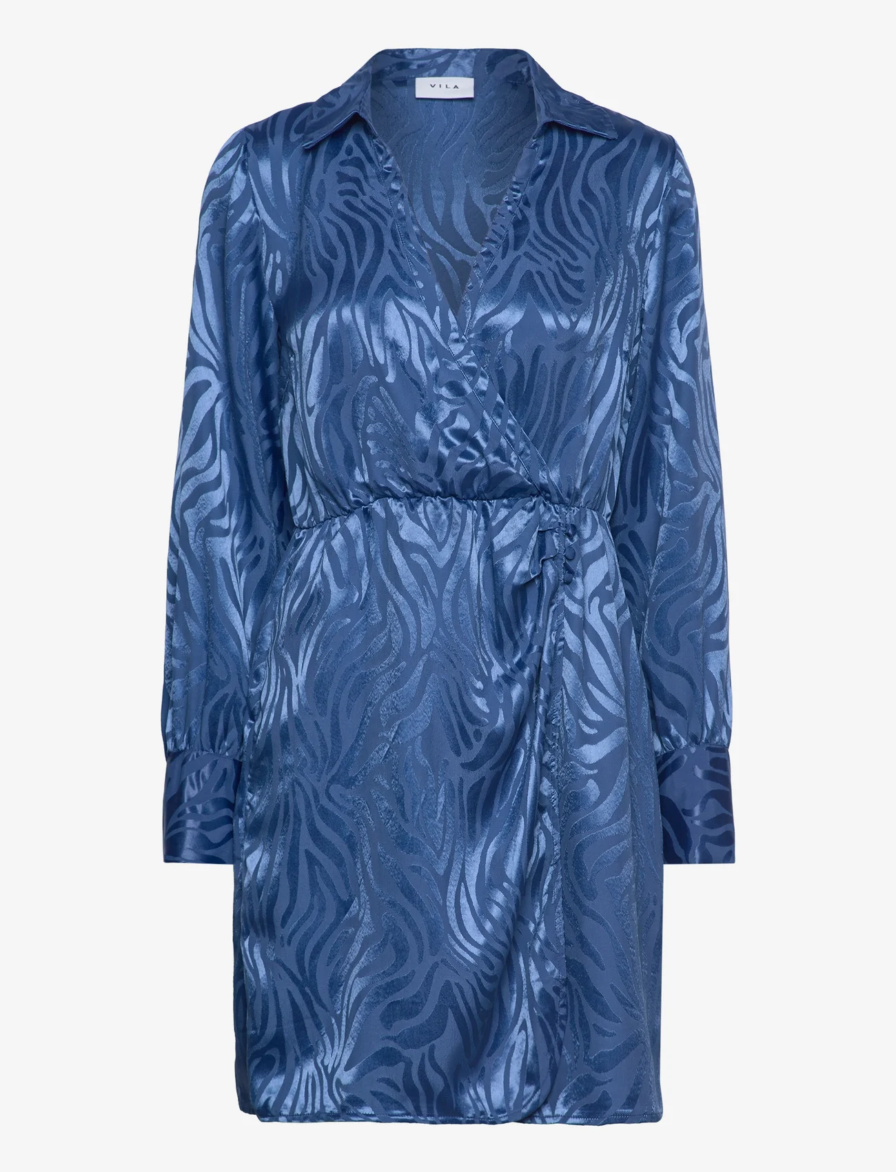 Vila - VISATABU L/S SHIRT WRAP DRESS / B - wrap dresses - true blue - 0
