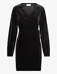 Vila - VIKATJA L/S SHORT VELVET WRAP DRESS/KA - ballīšu apģērbs par outlet cenām - black - 0