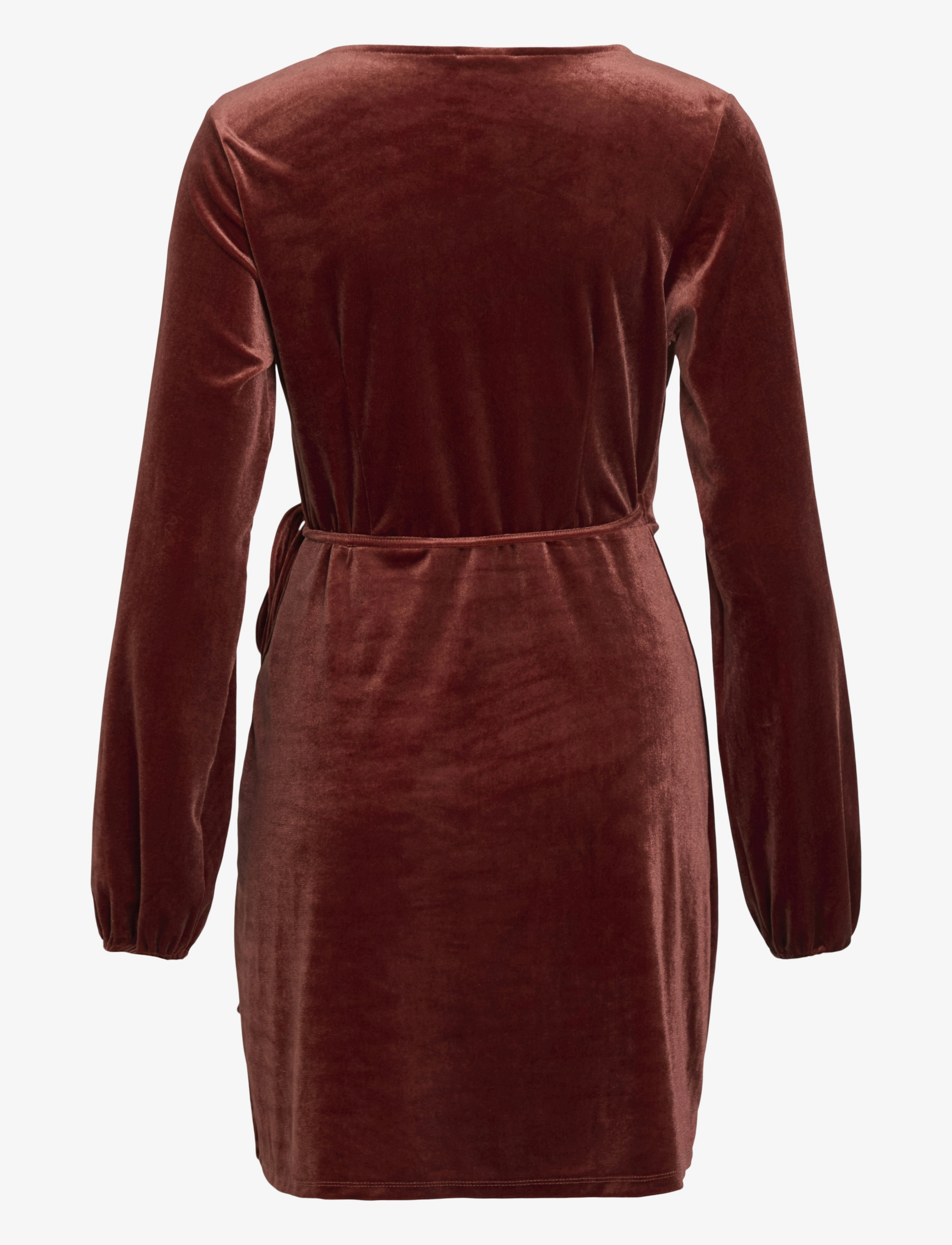 Vila - VIKATJA L/S SHORT VELVET WRAP DRESS/KA - laveste priser - fired brick - 2