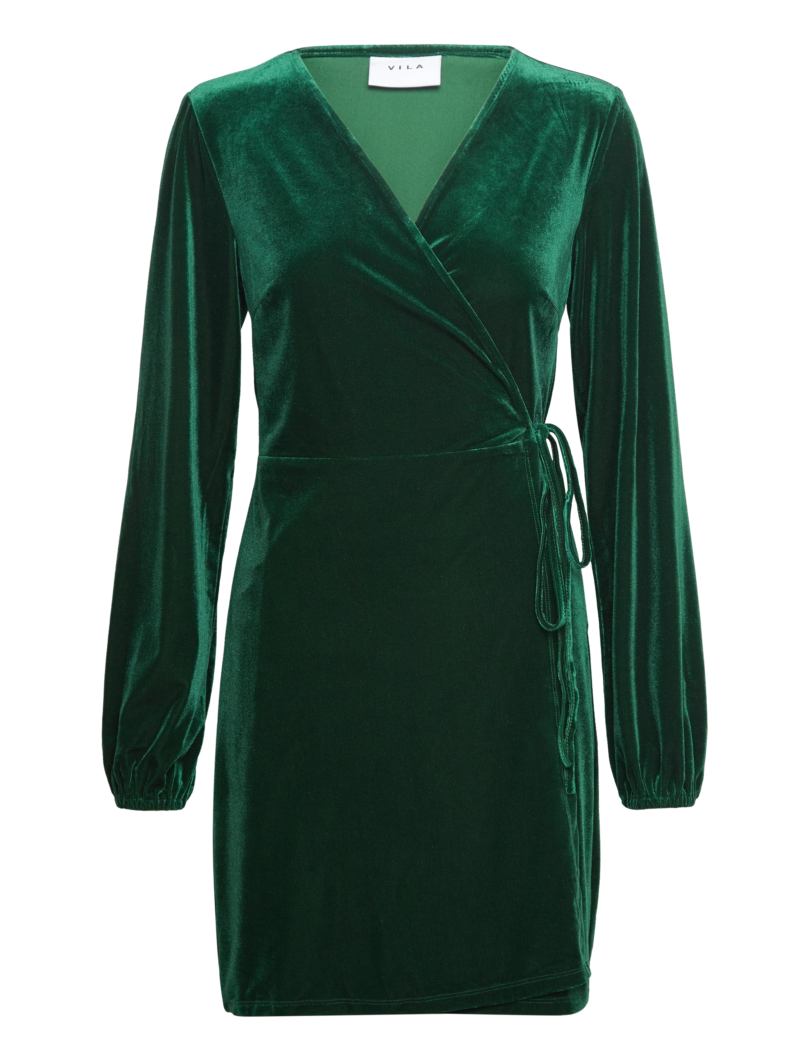 VILA Vikatja L/S Kurz Samt Wrap Kleid/Ka Grün - XS - Damen