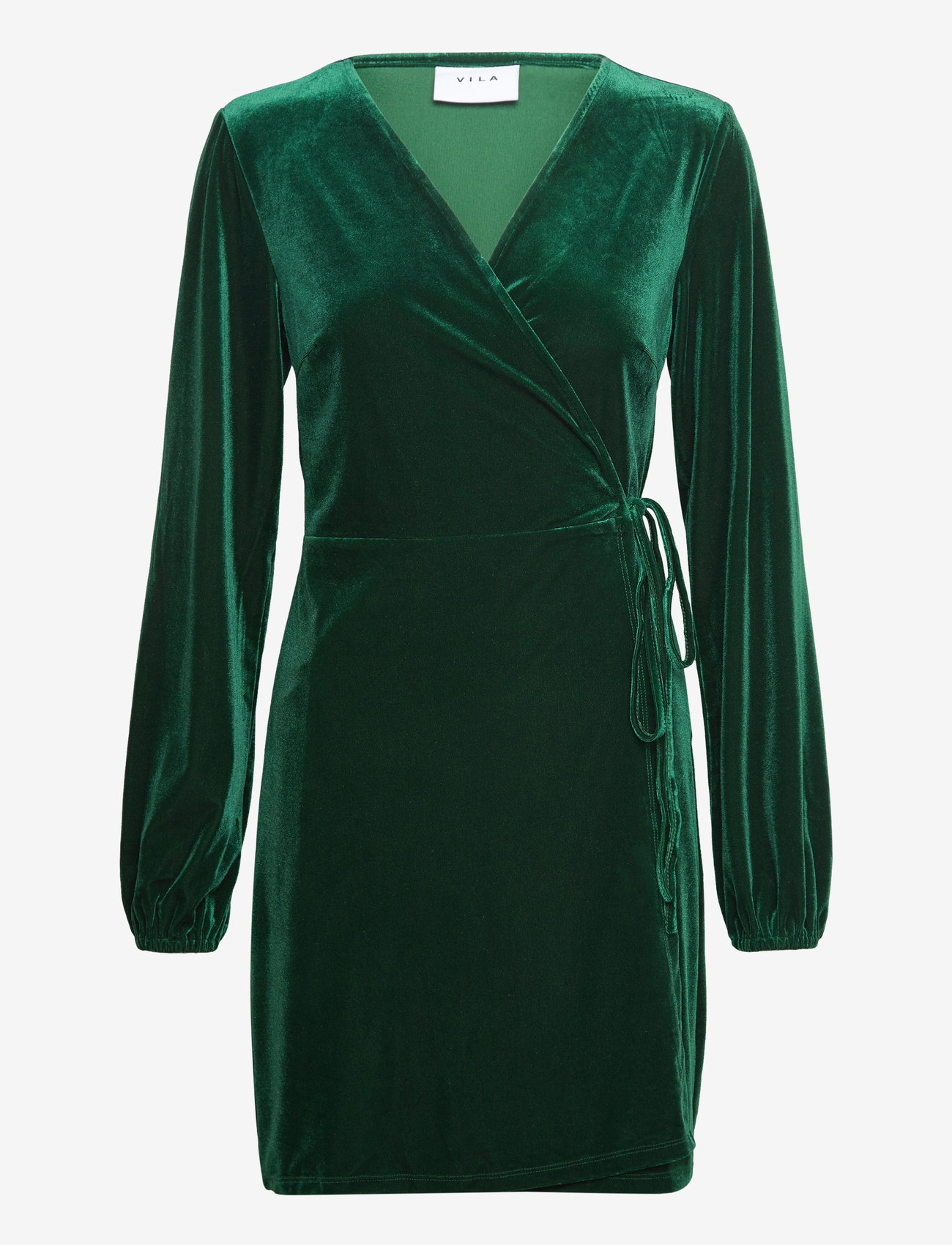 Vila - VIKATJA L/S SHORT VELVET WRAP DRESS/KA - kietaisumekot - pineneedle - 1