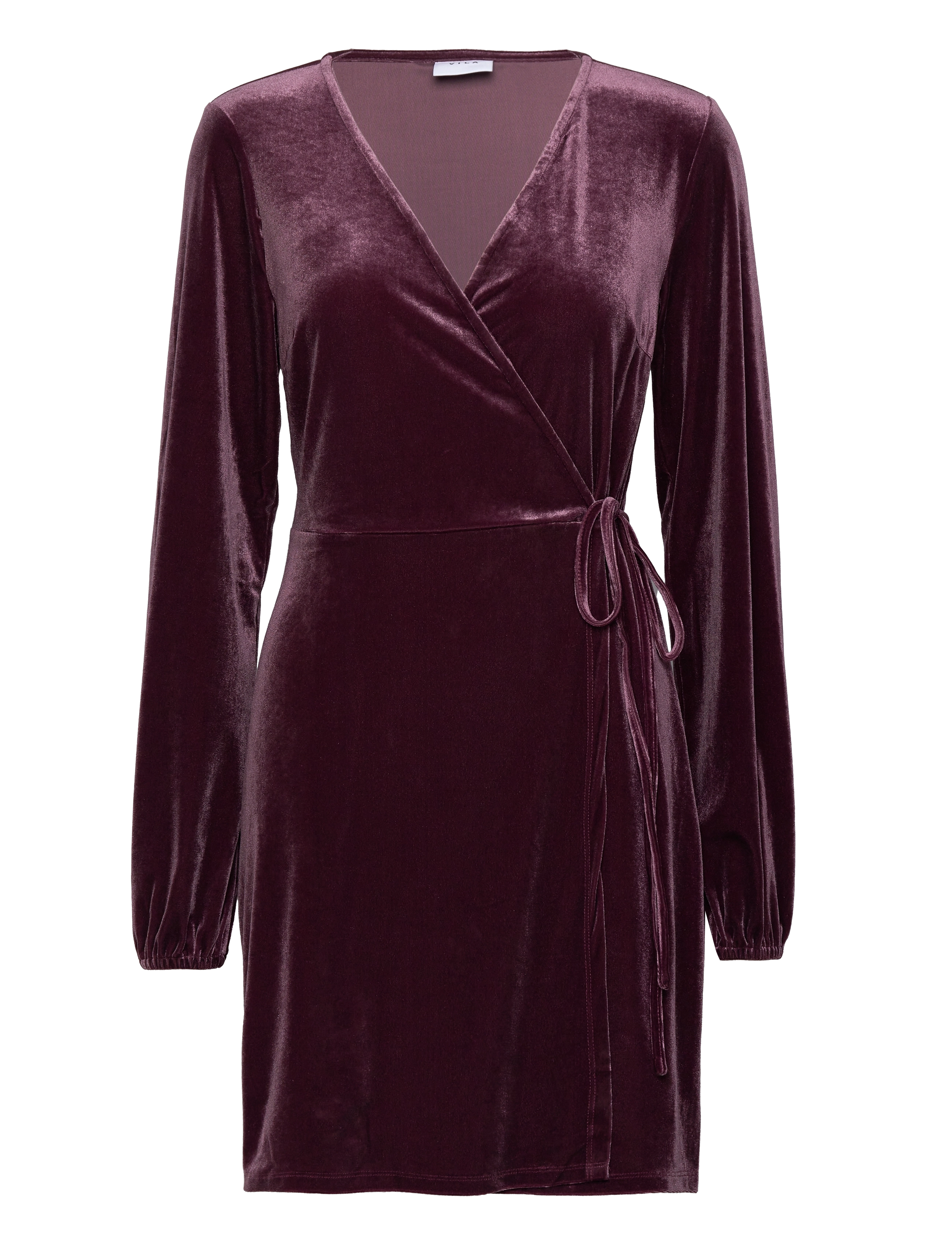 Vila VIKATJA L/S SHORT VELVET WRAP DRESS/KA - Korte kjoler - WINETASTING / burgundy