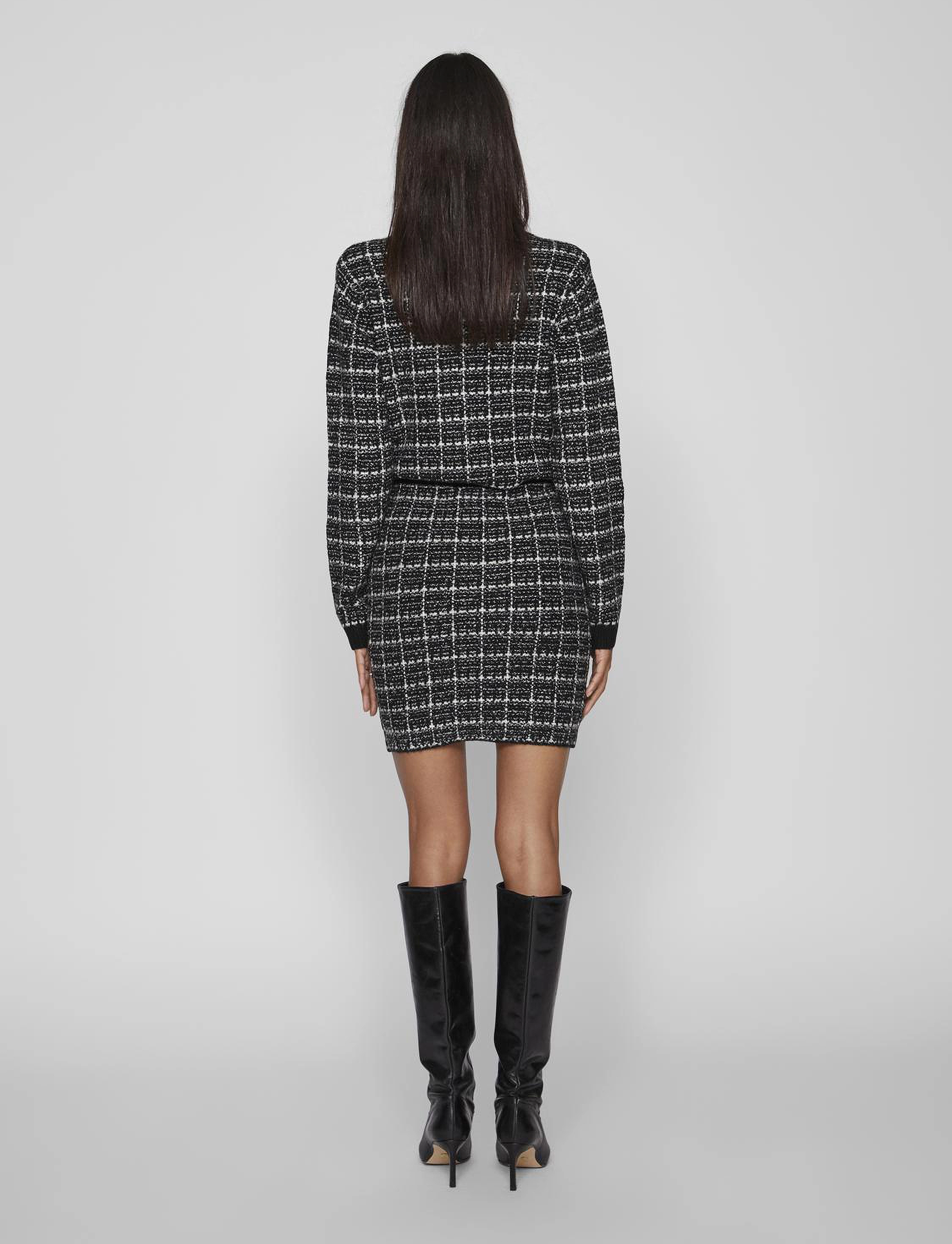 Vila - VIAUDREY CHECK KNIT SKIRT /KA - strikkede nederdele - black - 3