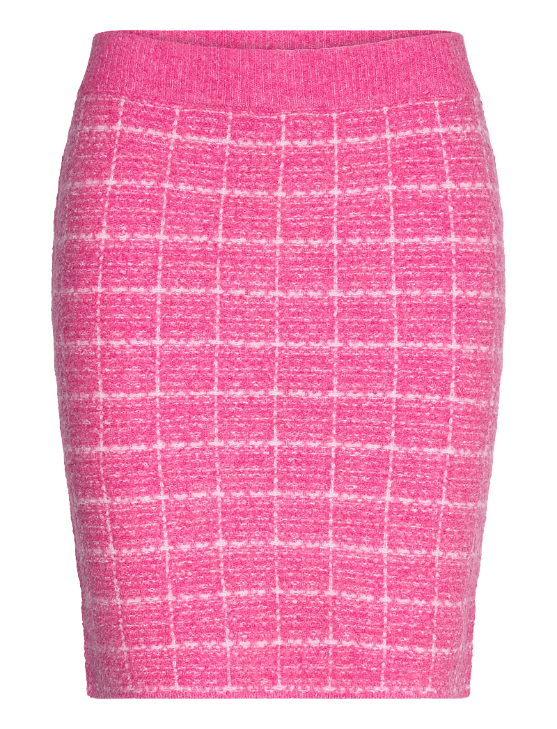 Vila - VIAUDREY CHECK KNIT SKIRT /KA - strikkede nederdele - pink cosmos - 0