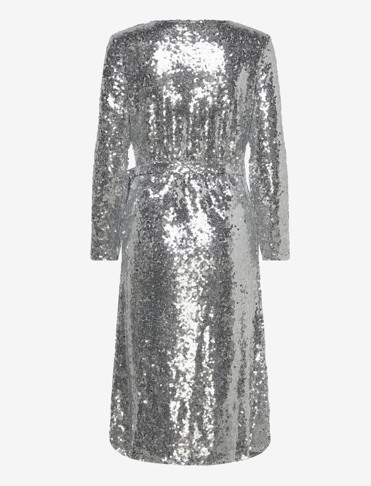 Vila - VIJULIANA L/S WRAP MIDI SEQUINS DRESS/KA - paillettenkleider - silver colour - 1
