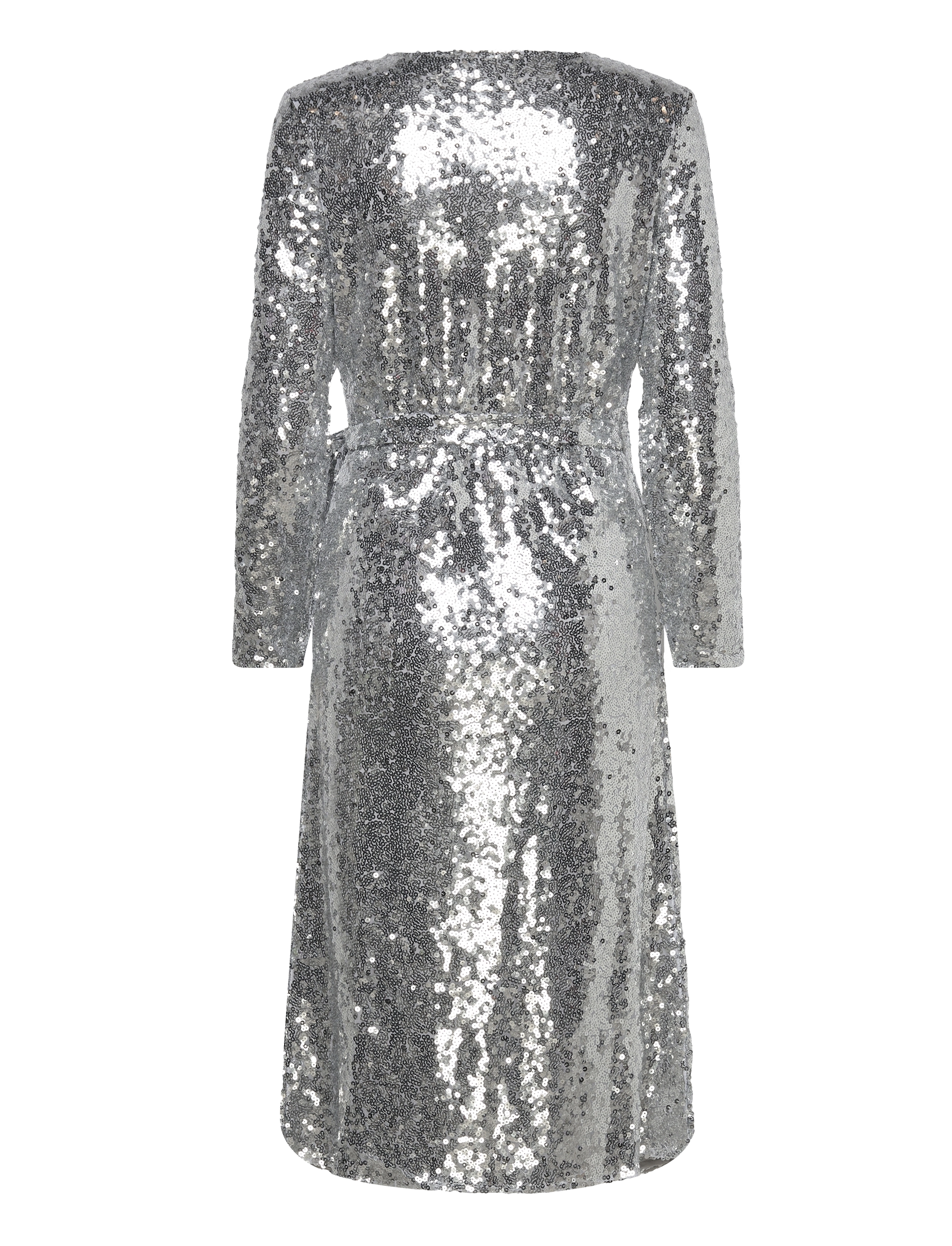 Vila - VIJULIANA L/S WRAP MIDI SEQUINS DRESS/KA - pailletkjoler - silver colour - 2