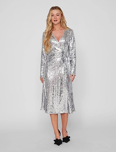 VILA VILOVIE WRAP MIDI DRESS - Freizeitkleid - Capri/türkis VILA VILOVIE WRAP MIDI DRESS - Freizeitkleid - Capri/türkis