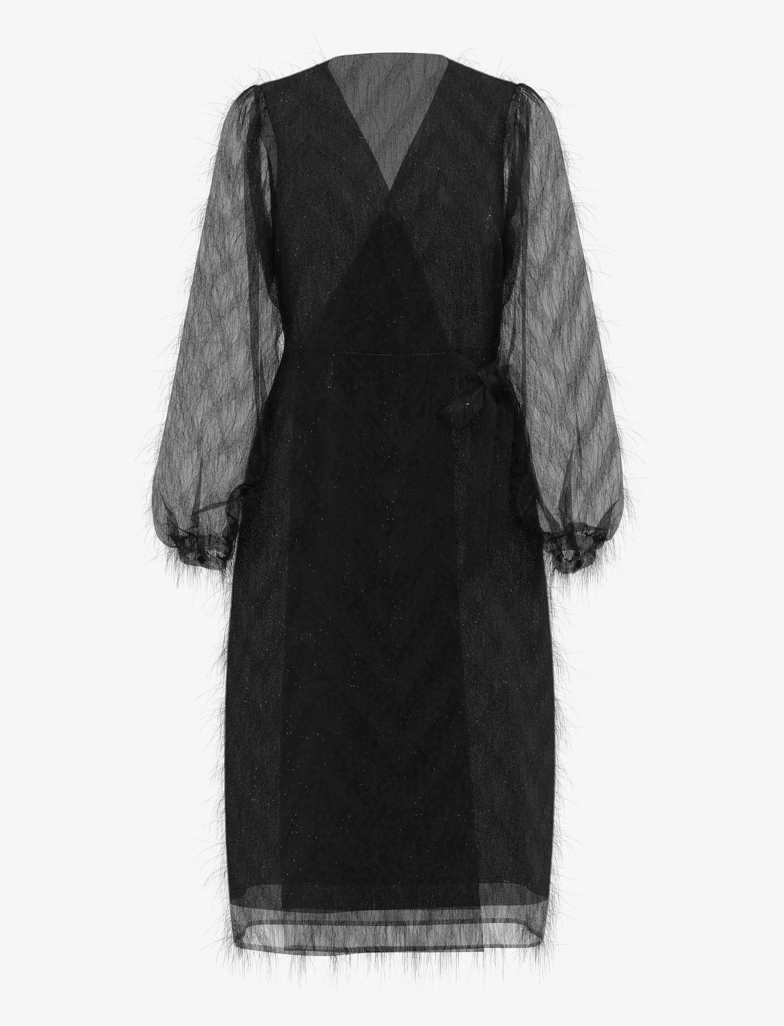 VILA Vifeather L/S Midi Wrap Kleid/Ka Schwarz - 34 - Damen